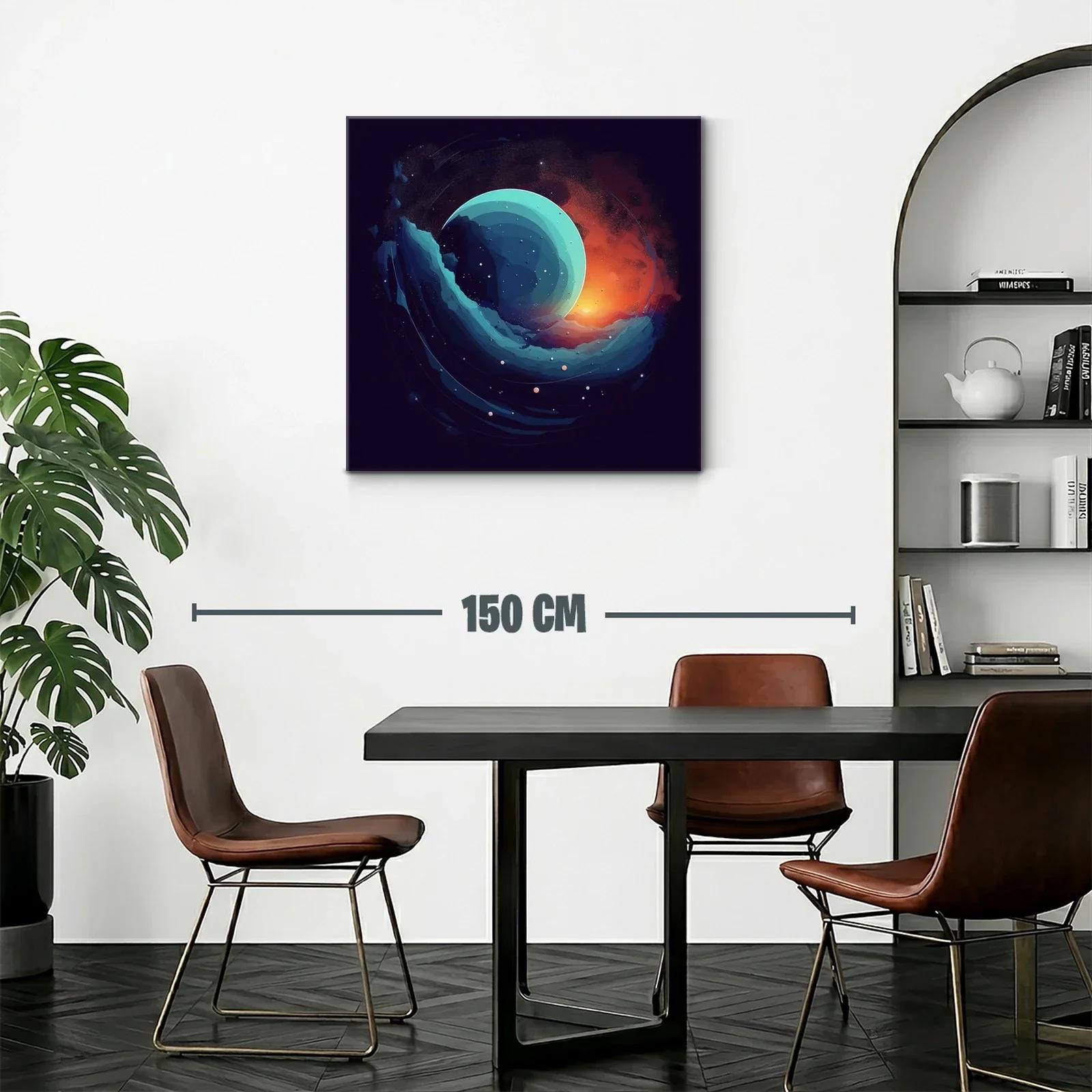 Composición abstracta con esfera celeste y luz cálida — miniatura 2