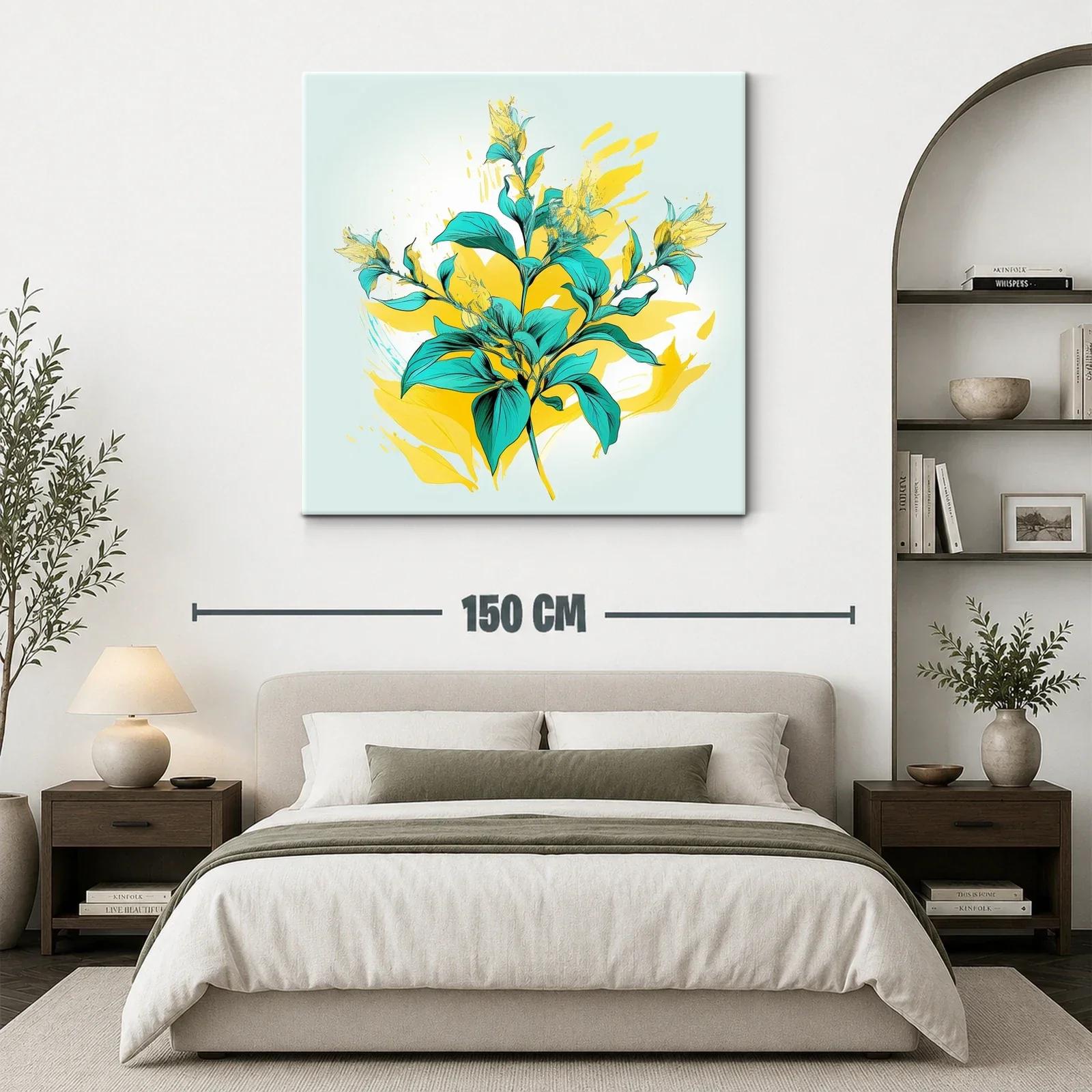 Flor Tropical vibrante en tonos turquesa y amarillo — miniatura 3