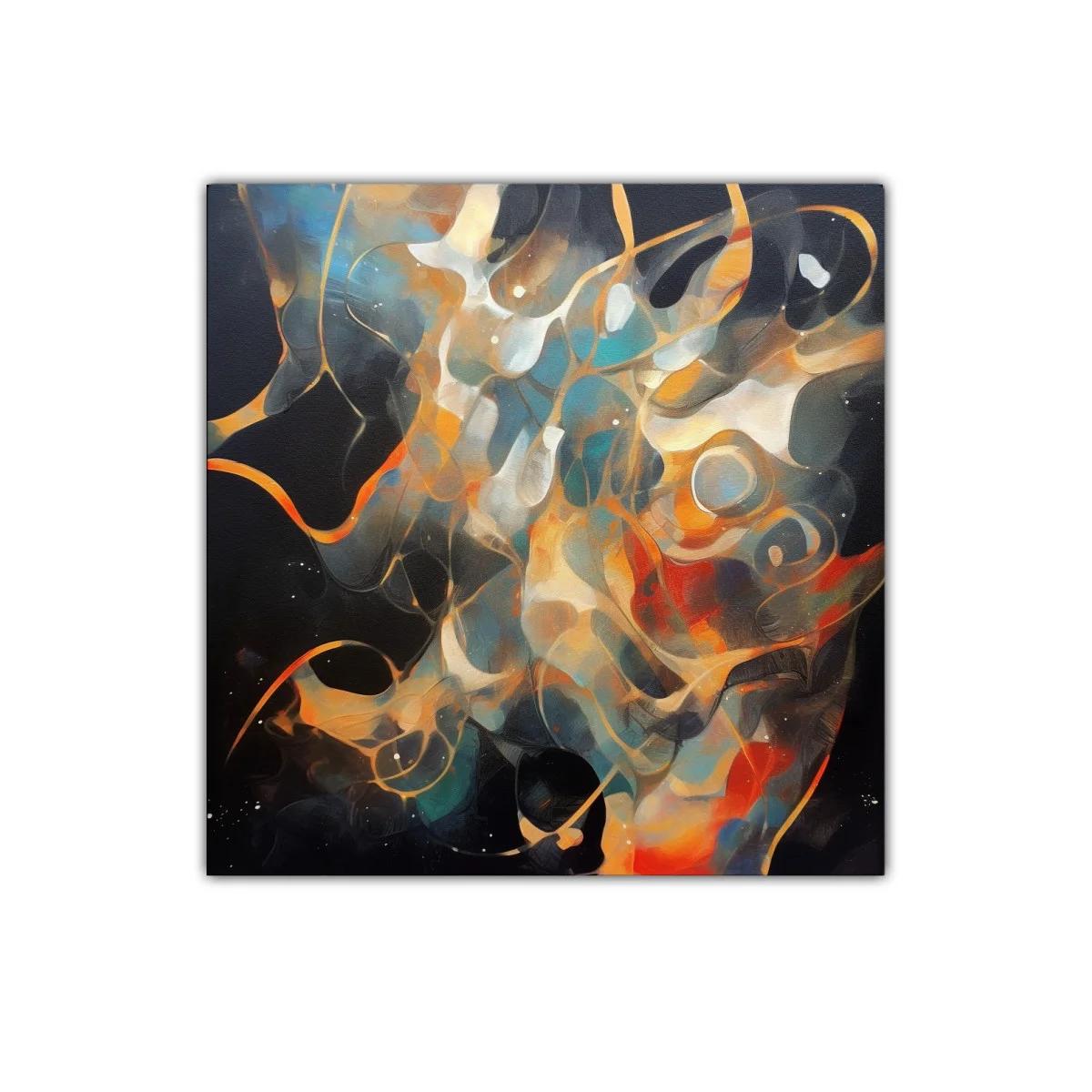Cuadro abstracto con formas fluidas y tonos vibrantes