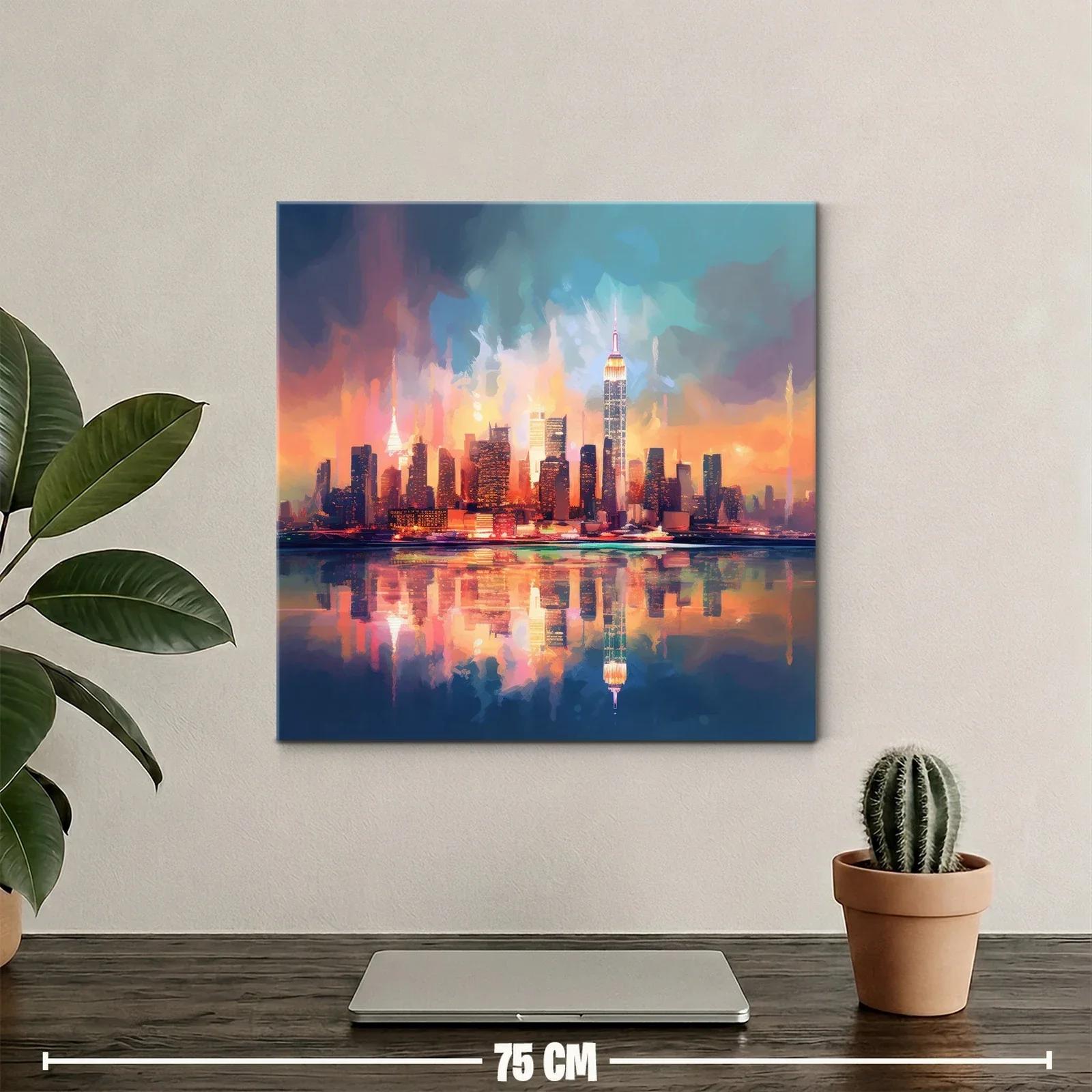 Atardecer vibrante en skyline urbano con reflejos vivos — miniatura 2