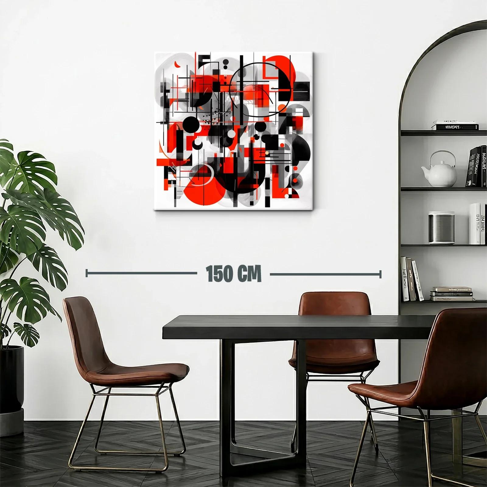 Composición geométrica en rojo negro y gris para espacios modernos — miniatura 2