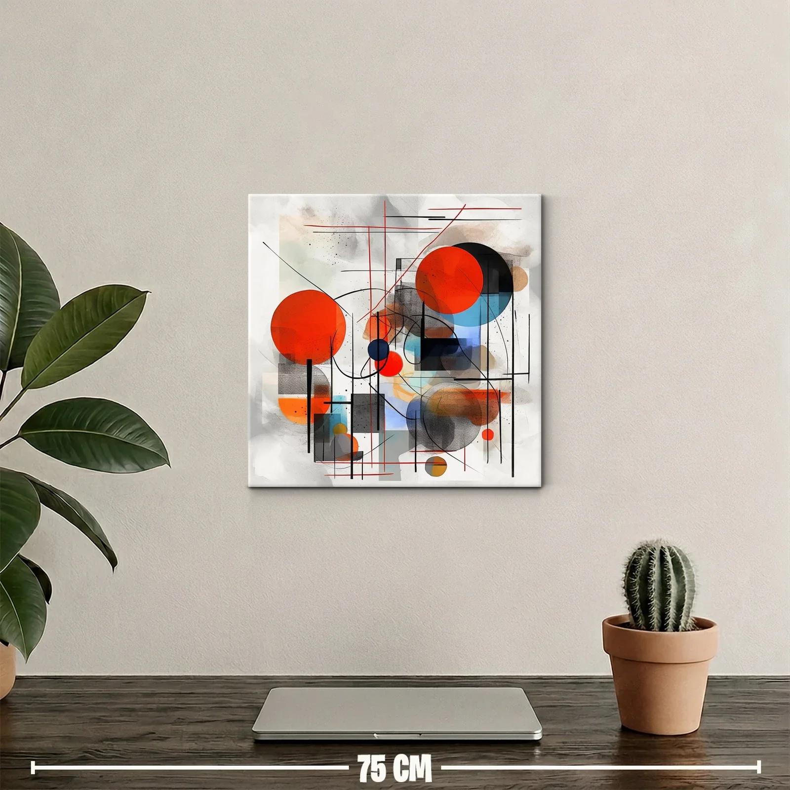 Composición abstracta con círculos en tonos vibrantes y líneas — miniatura 2