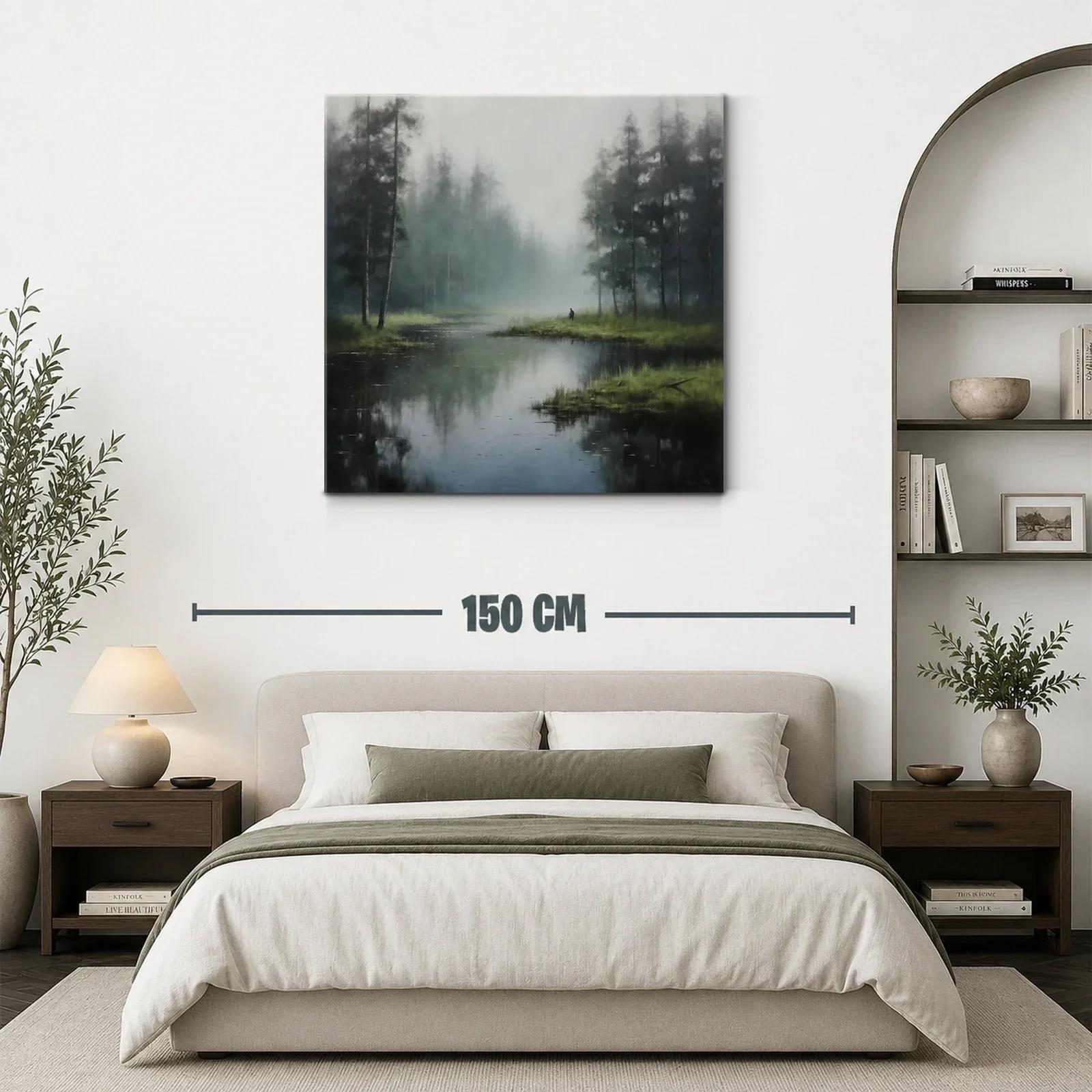 Paisaje brumoso con río y árboles al amanecer — miniatura 3