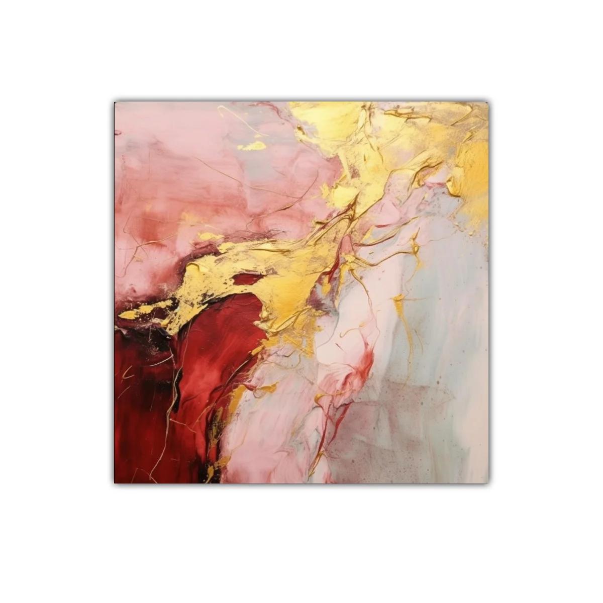 Cuadro decorativo de arte abstracto con tonos cálidos y dorados