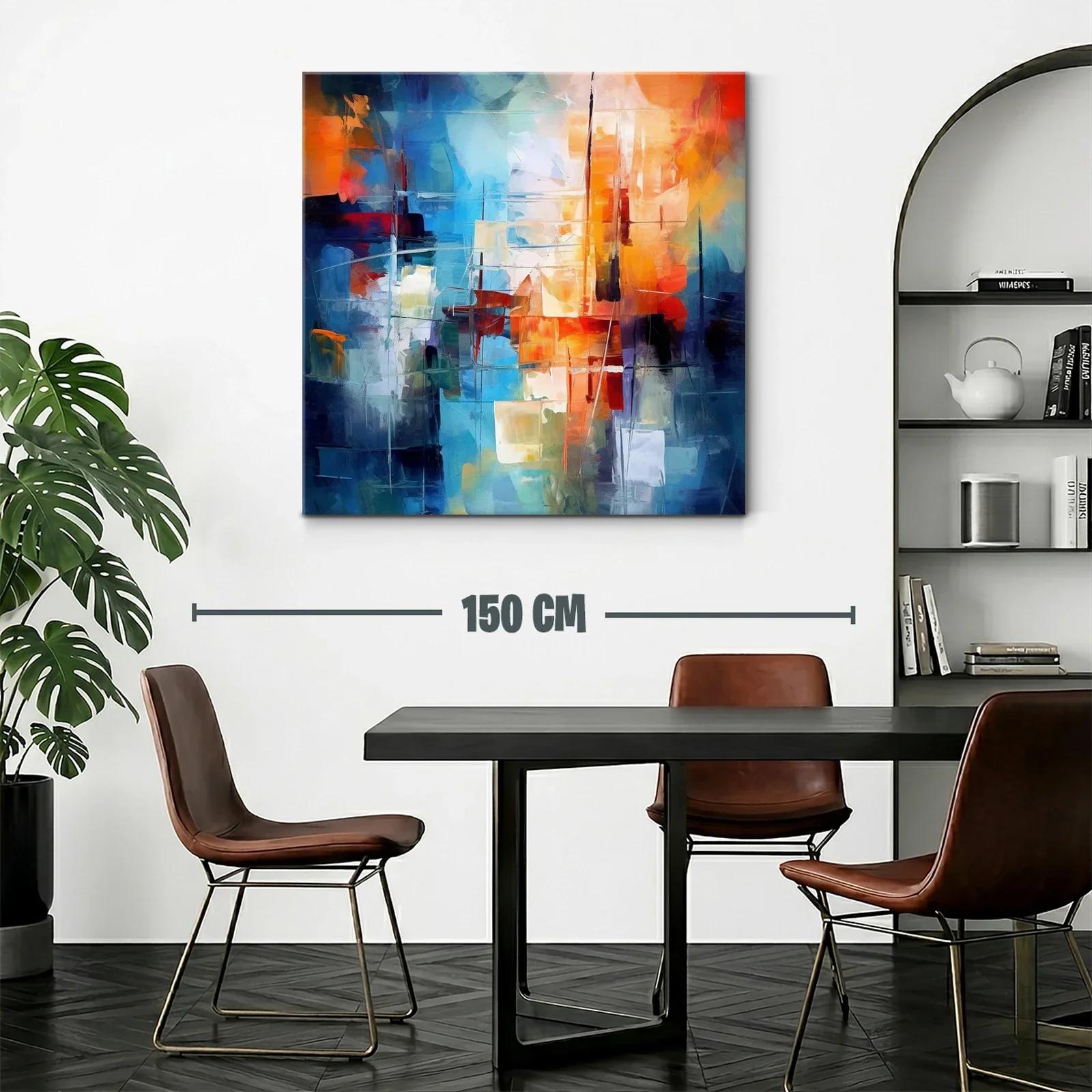 Composición abstracta moderna en tonos azul y naranja — miniatura 2