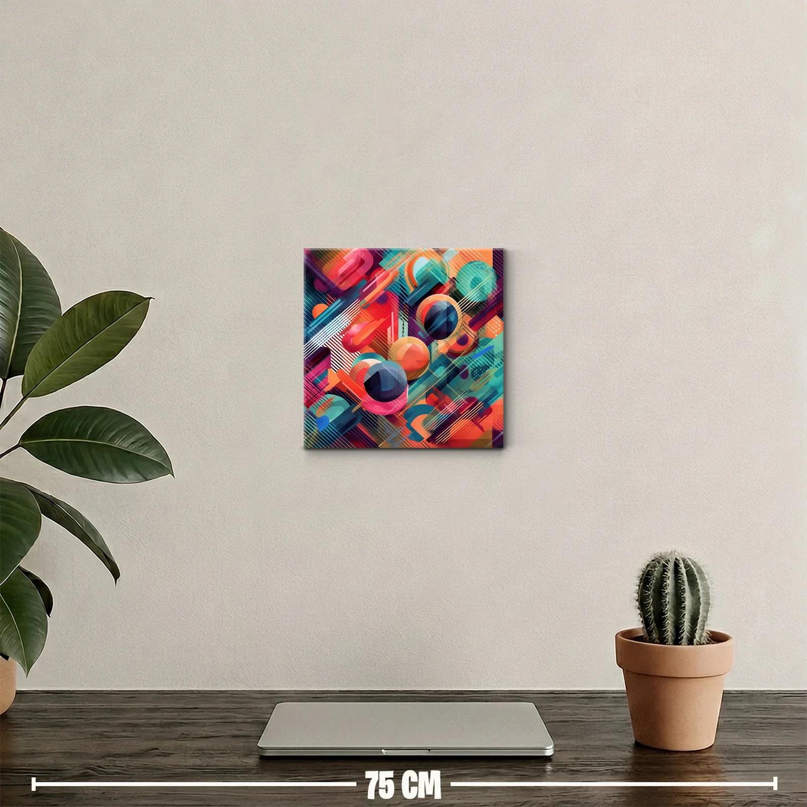 Cuadro abstracto con formas geométricas y vibrantes colores — miniatura 2