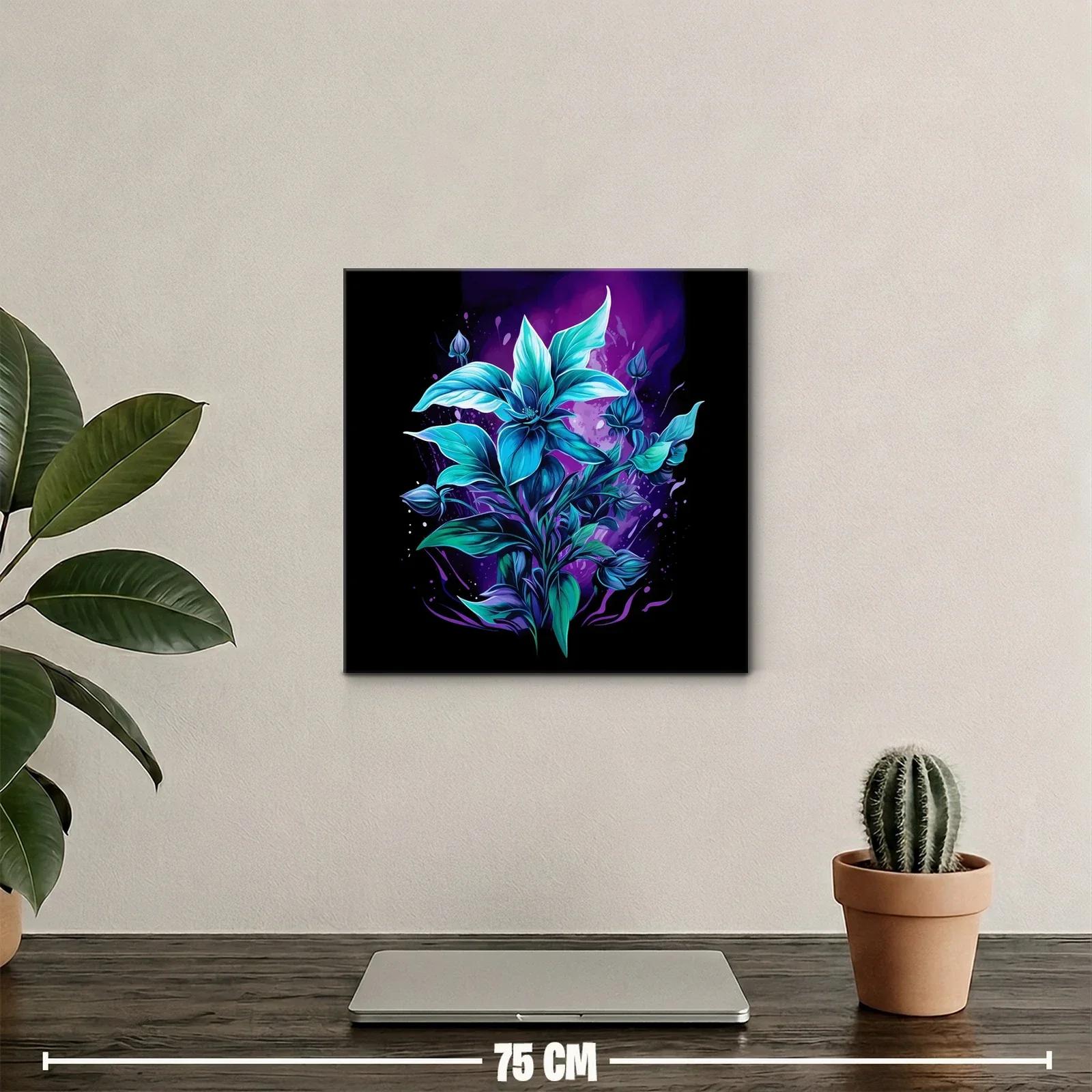 Flor azul vibrante sobre fondo púrpura oscuro — miniatura 2