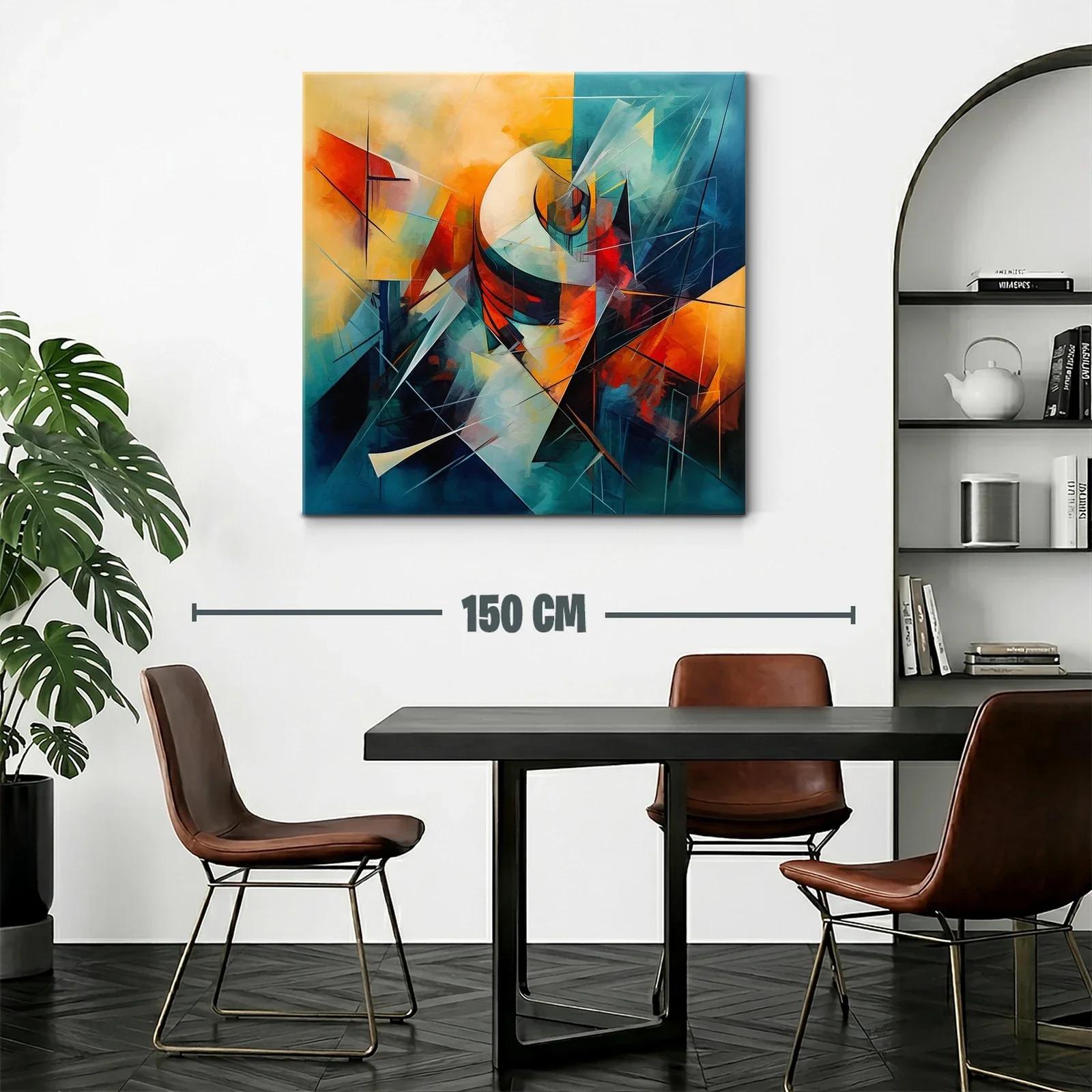 Composición abstracta en tonos cálidos y fríos vibrantes — miniatura 2