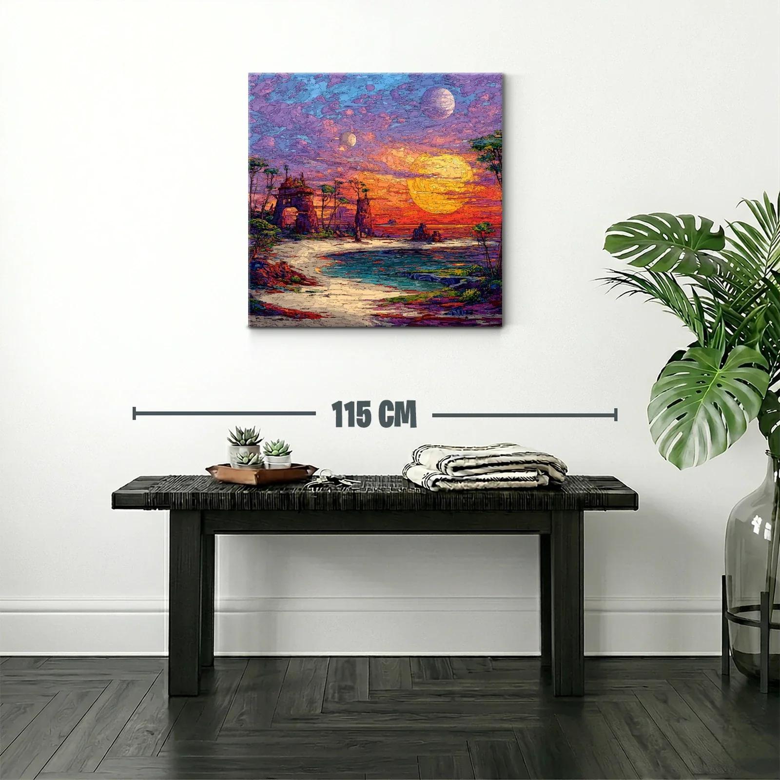 Paisaje Onírico con Dos Lunas al Atardecer — miniatura 2