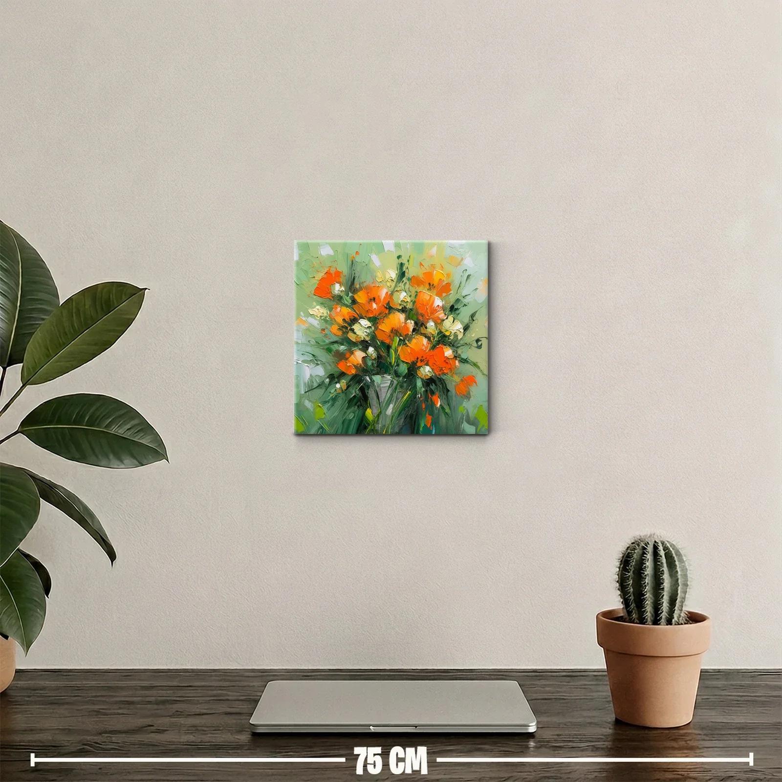 Cuadro decorativo con vibrante ramo de flores naranjas — miniatura 2
