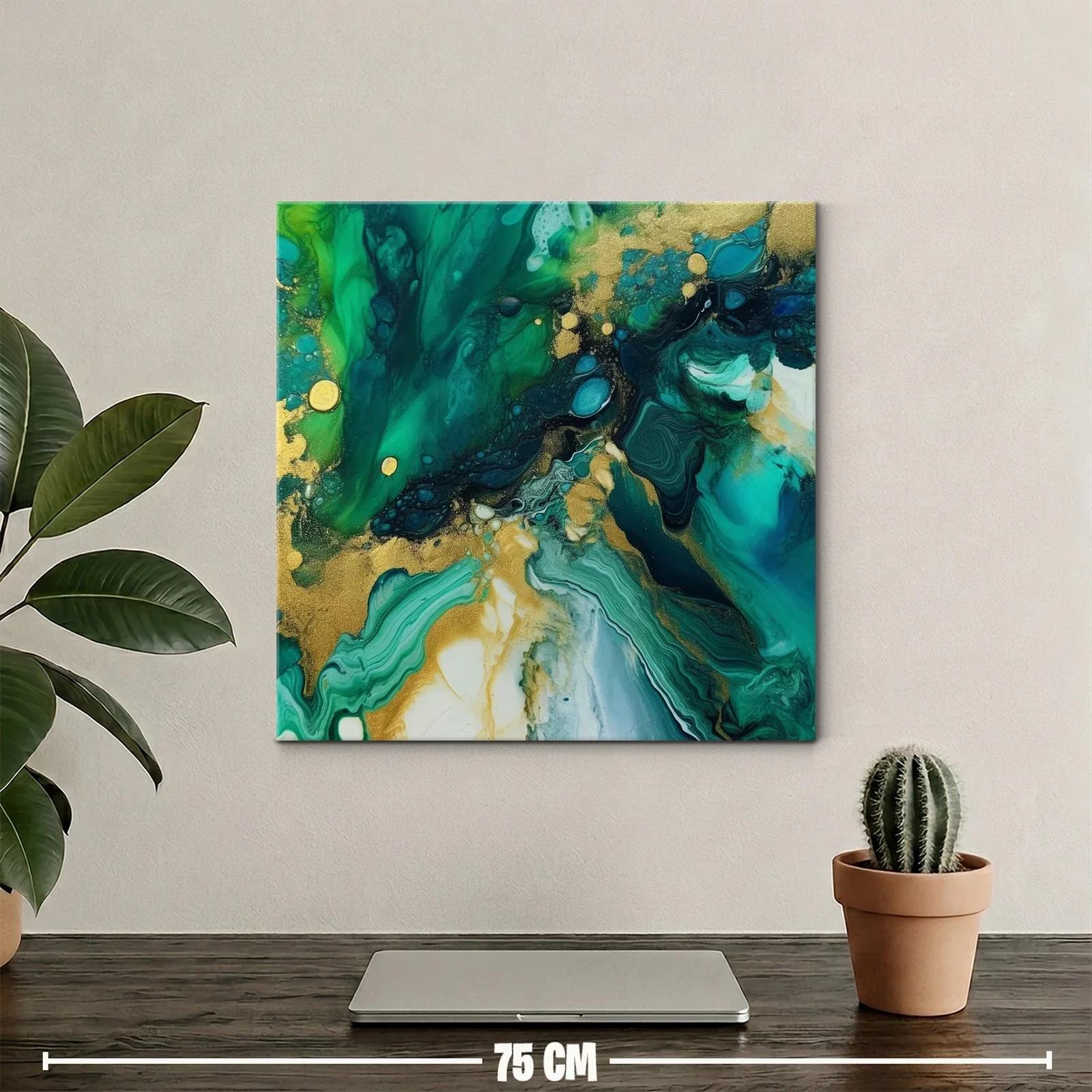 Arte abstracto en tonos verdes y dorados vibrantes — miniatura 2