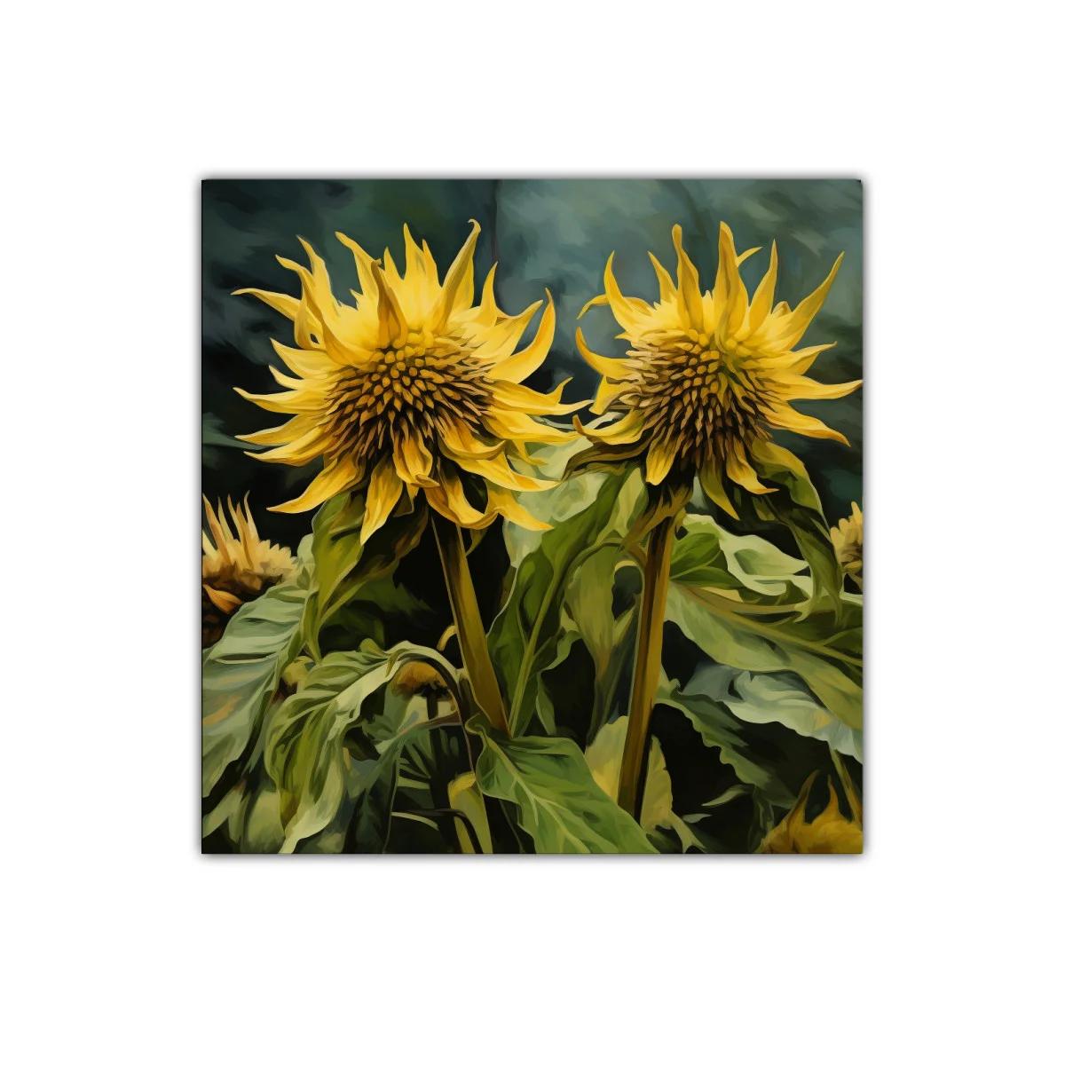 Cuadro decorativo con girasoles vibrantes y naturales