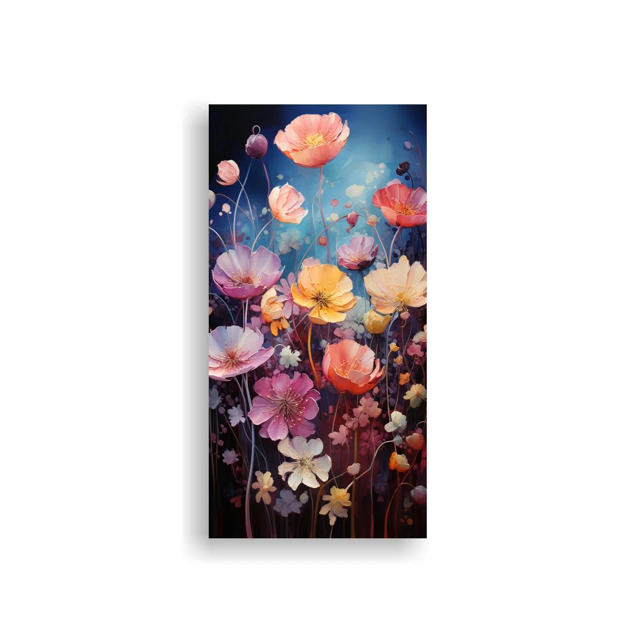 Cuadro amapolas en flor con fondo azul y malva — imagen principal