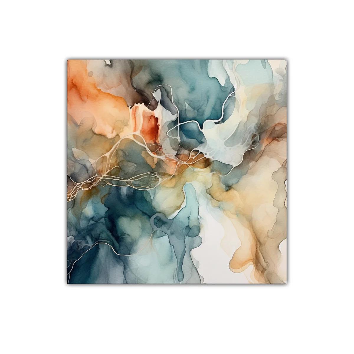 Arte abstracto con tonos azules y ocres para decorar