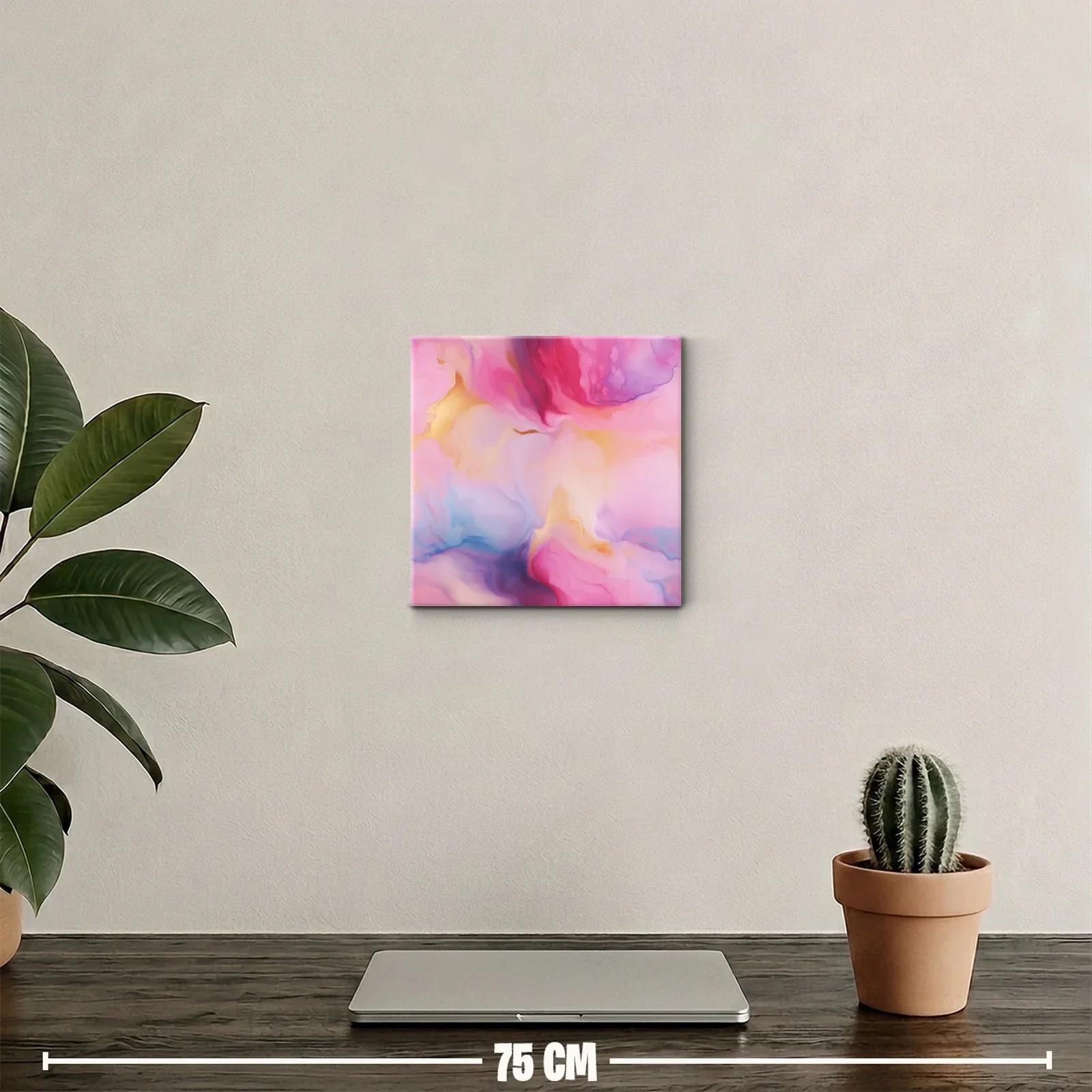 Cuadro abstracto con tonos rosas y dorados delicados — miniatura 2