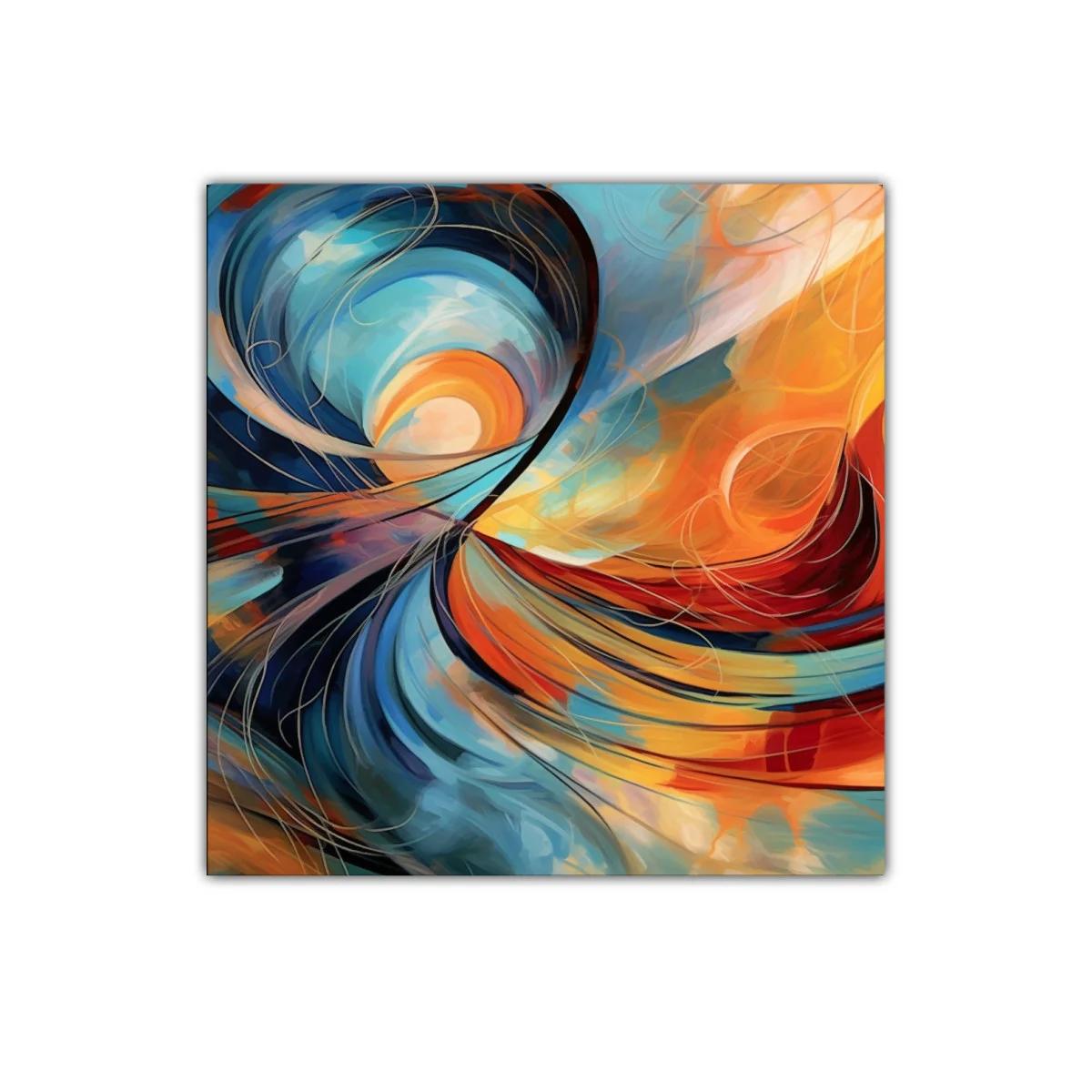 Cuadro abstracto con formas dinámicas y colores vibrantes — miniatura 1