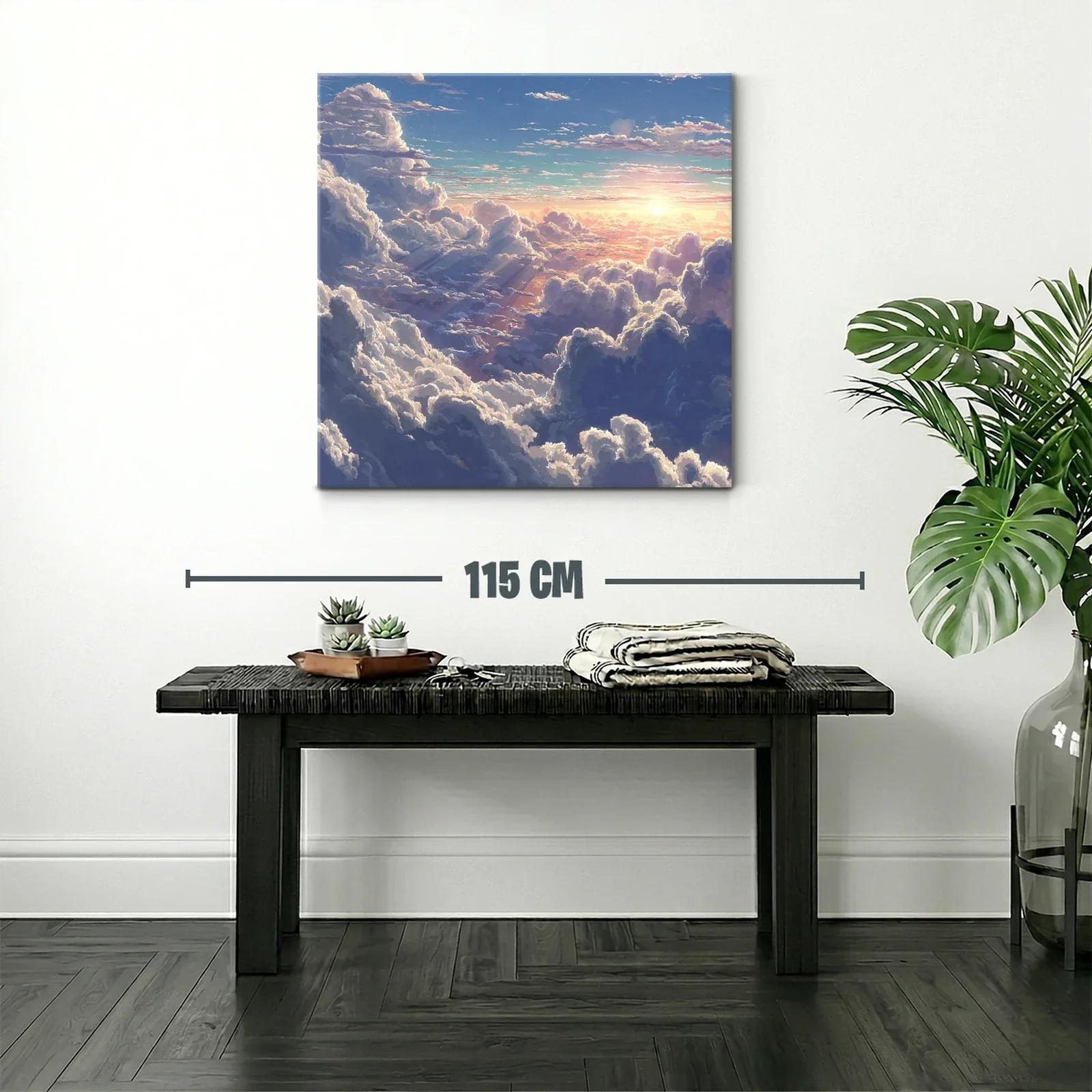 Atardecer entre nubes con luz dorada y cielo azul — miniatura 2