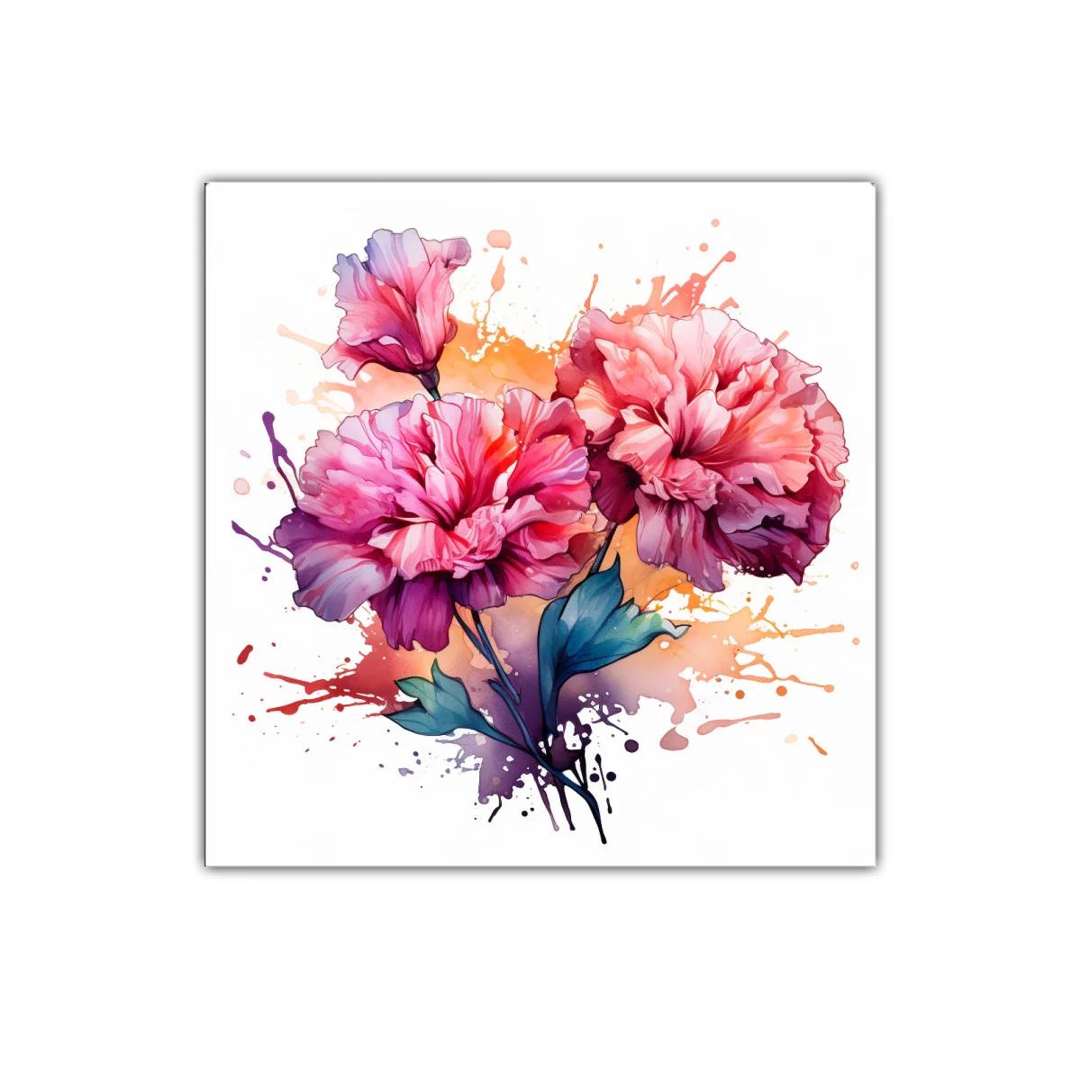 Cuadro decorativo flores vibrantes en tonos rosas y naranjas — imagen principal