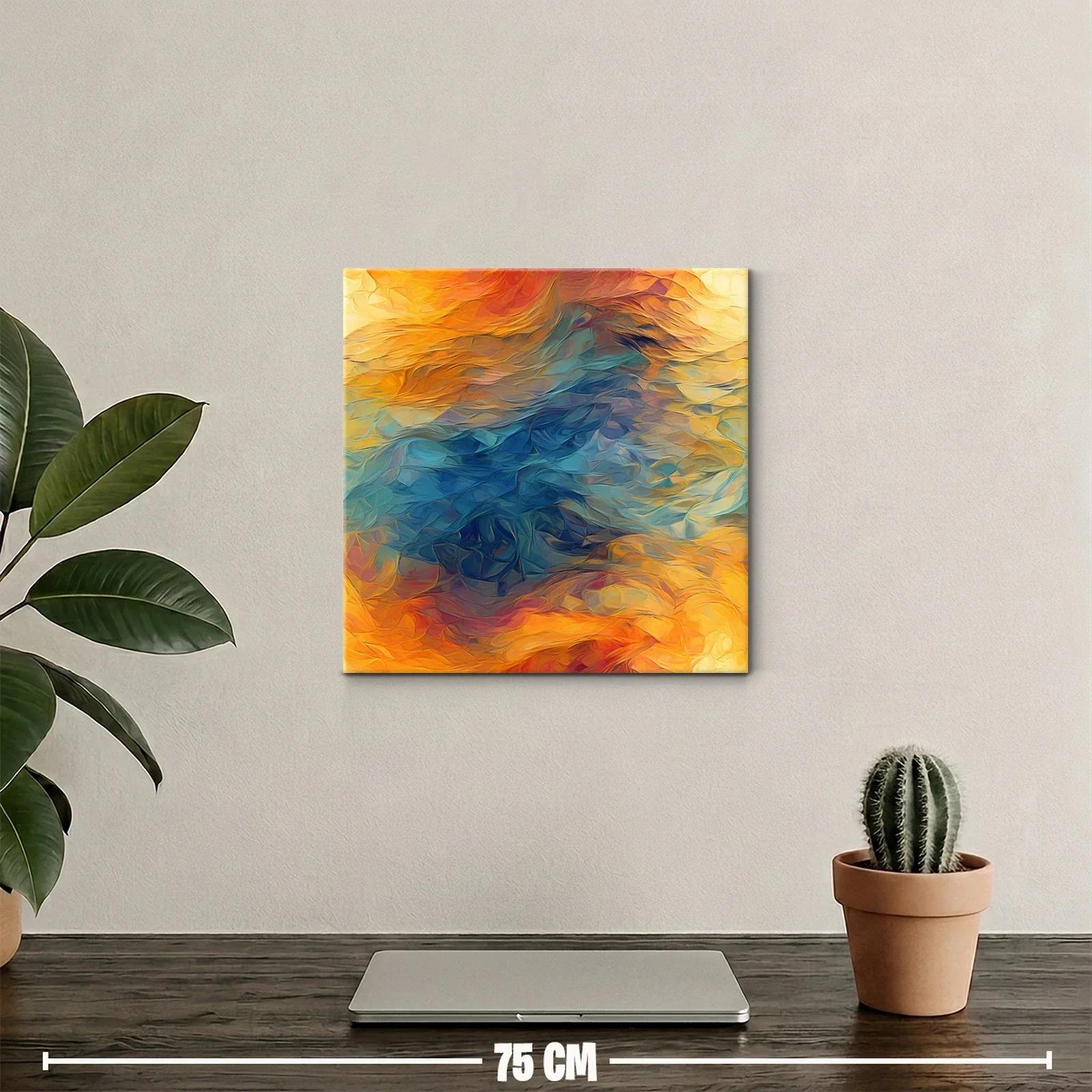 Composición abstracta con tonos cálidos y fríos vibrantes — miniatura 2