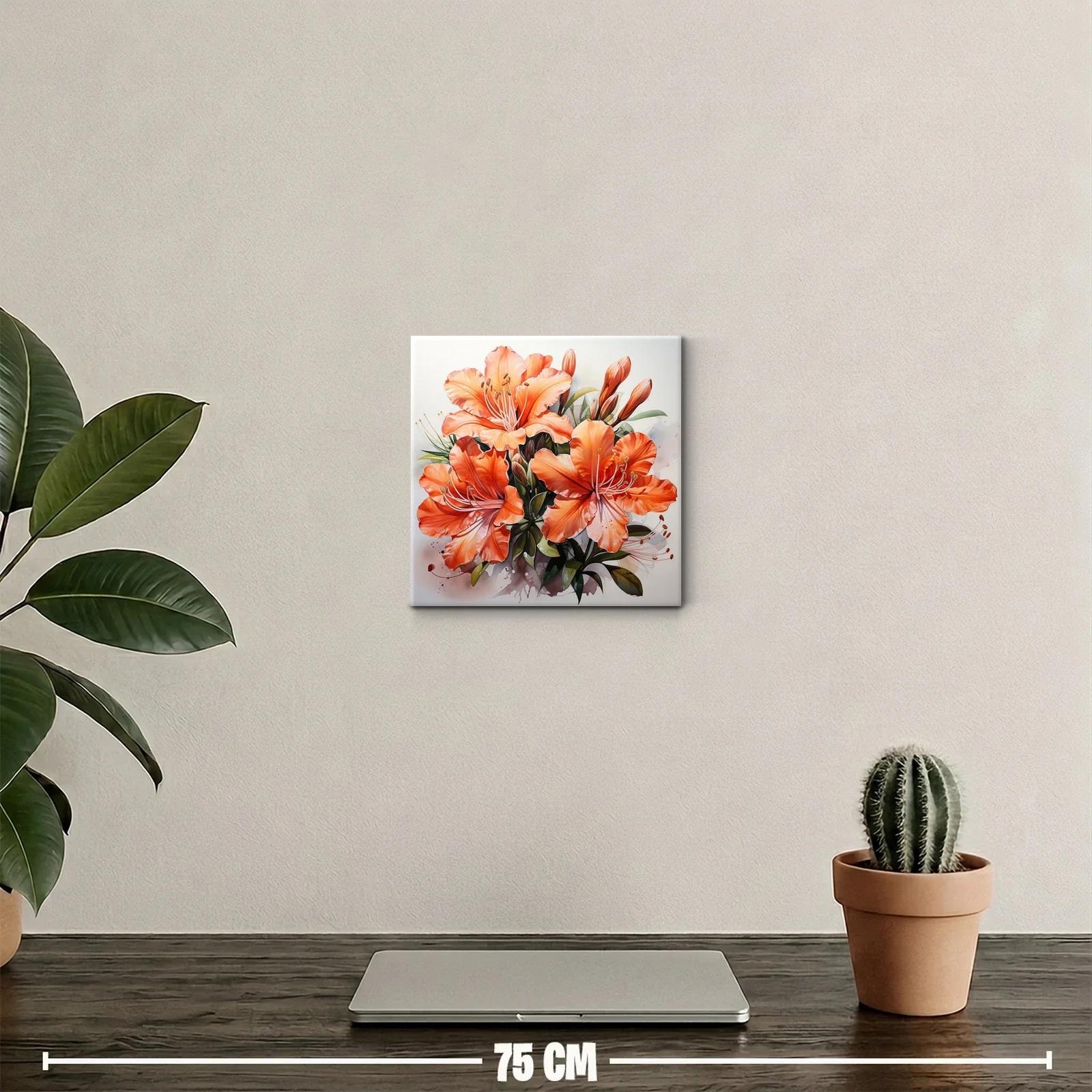 Impactante cuadro de flores naranja brillante — miniatura 2