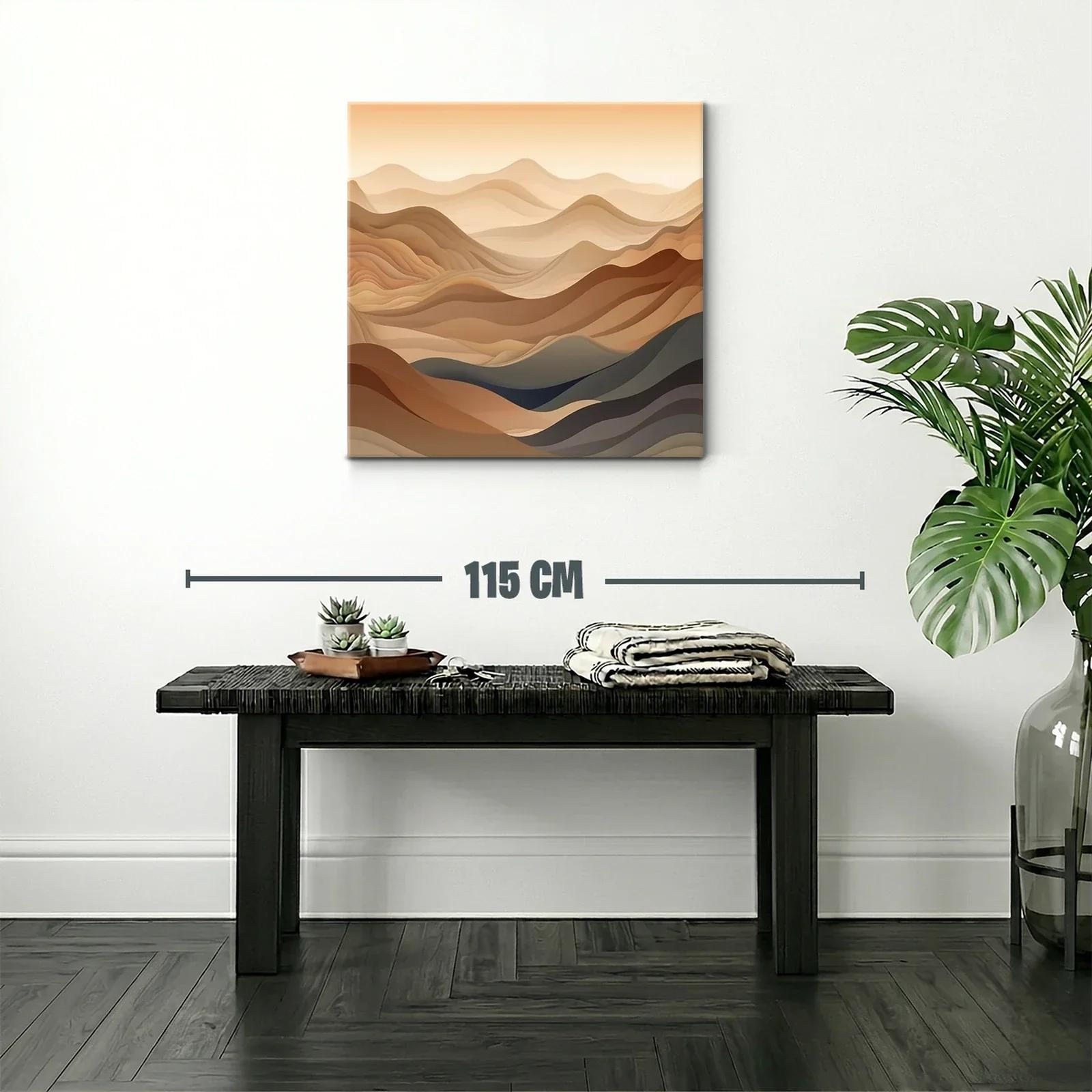 Paisaje abstracto en tonos tierra y líneas onduladas — miniatura 2