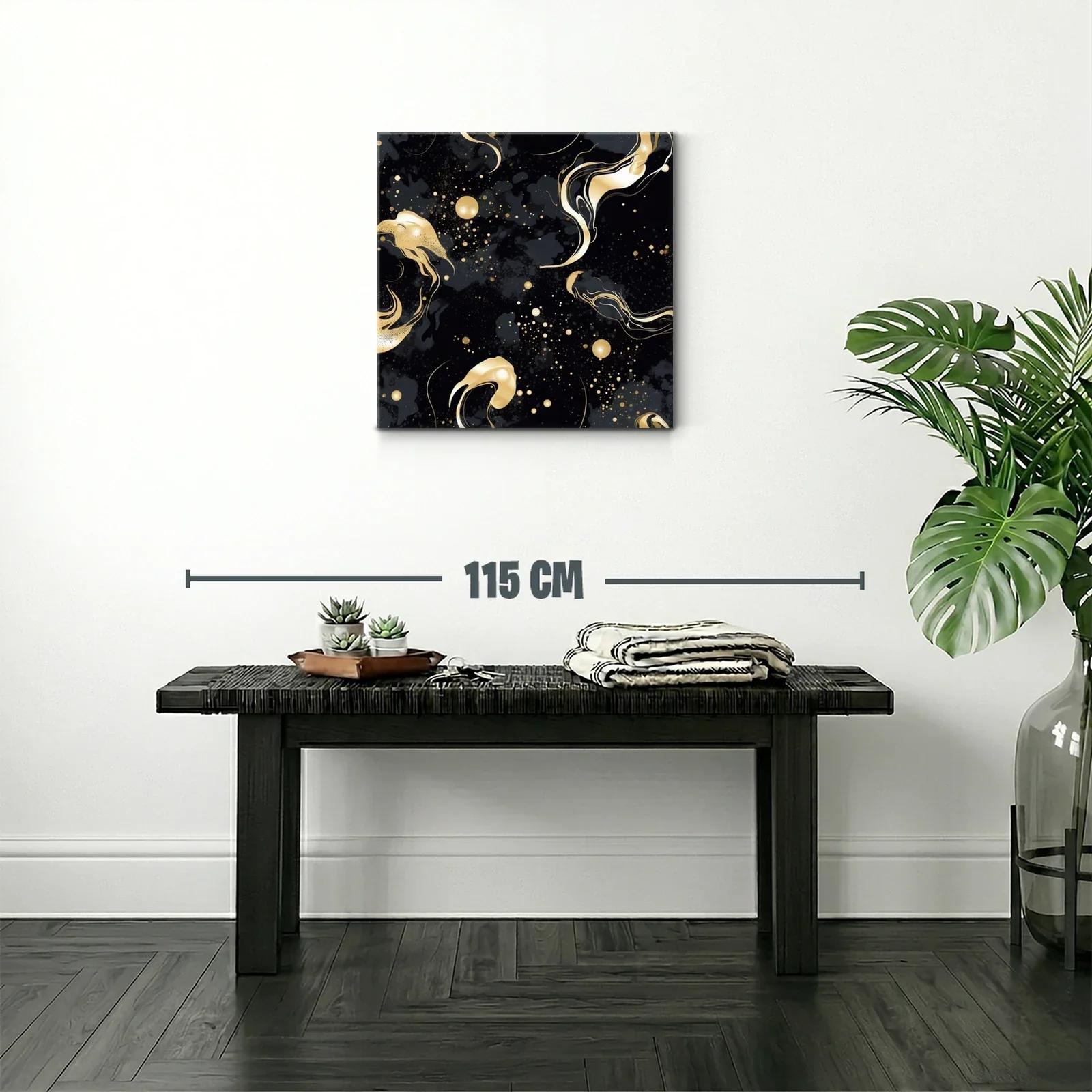 Cuadro abstracto con destellos dorados sobre fondo negro — miniatura 2