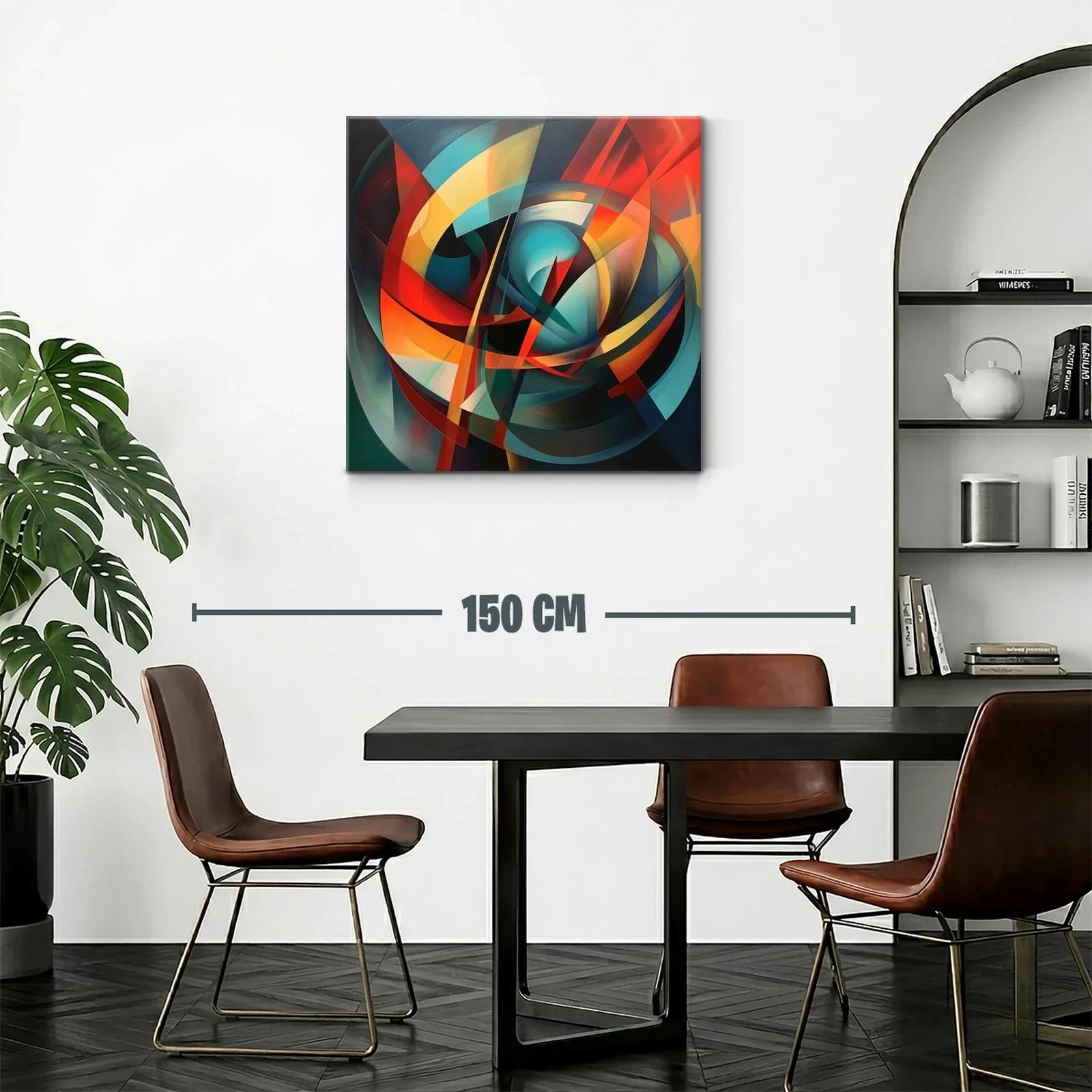 Composición abstracta vibrante con tonos cálidos y fríos — miniatura 2