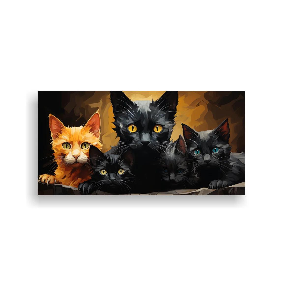 Cuadro grupo de gatos con miradas al frente — imagen principal