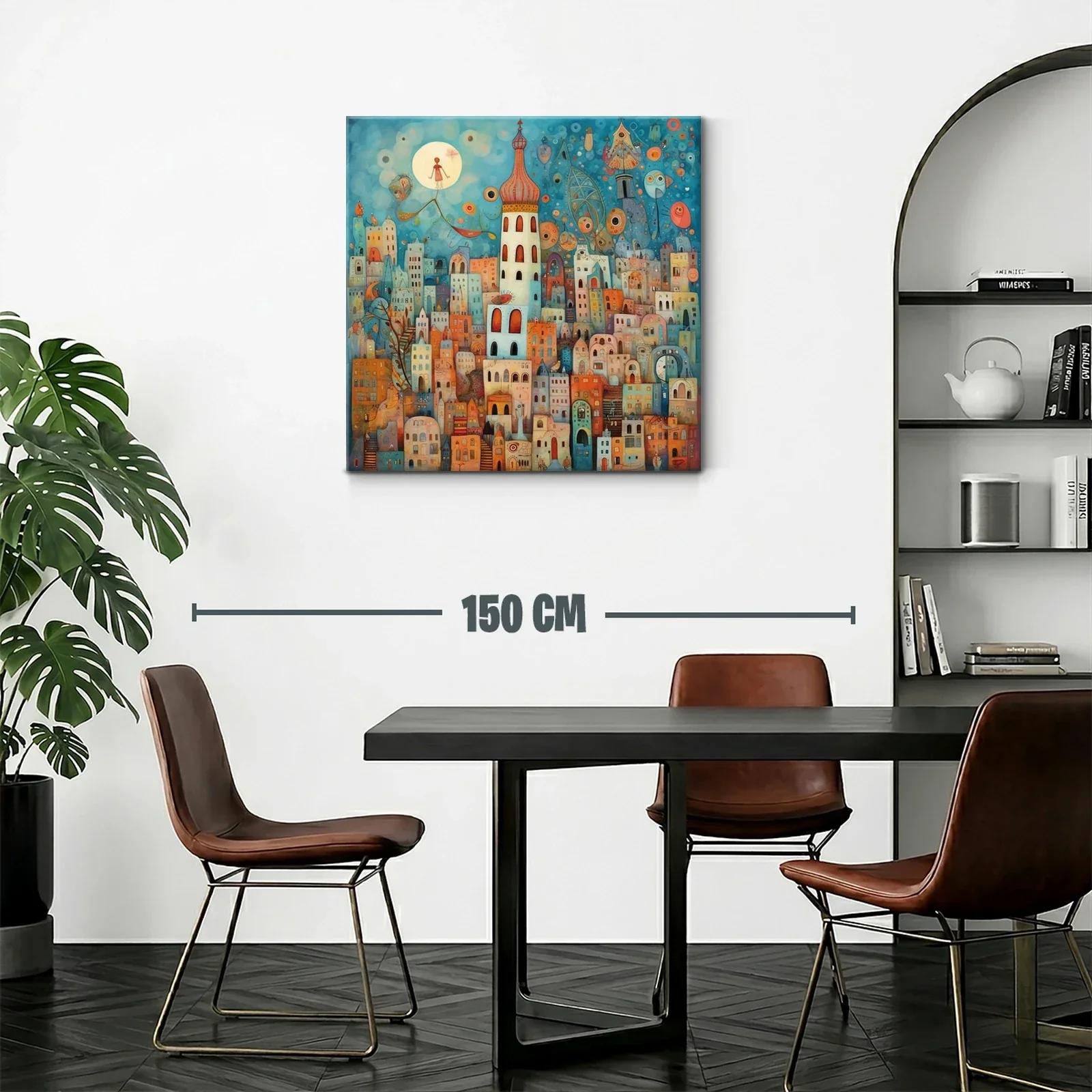 Ciudad encantada con torre y cielo onírico azul — miniatura 2