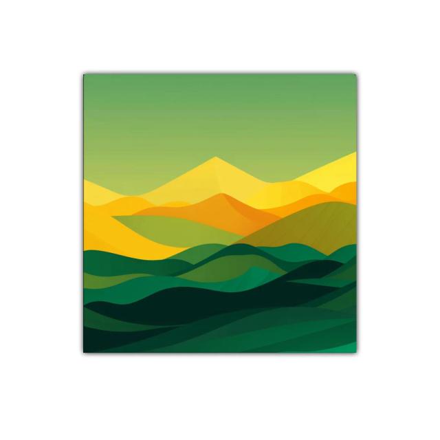 Paisaje abstracto en tonos verdes y amarillos cálidos