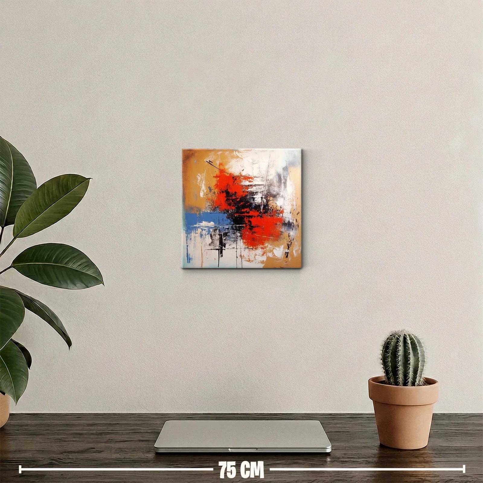 Cuadro abstracto con tonos cálidos y contrastes intensos — miniatura 2