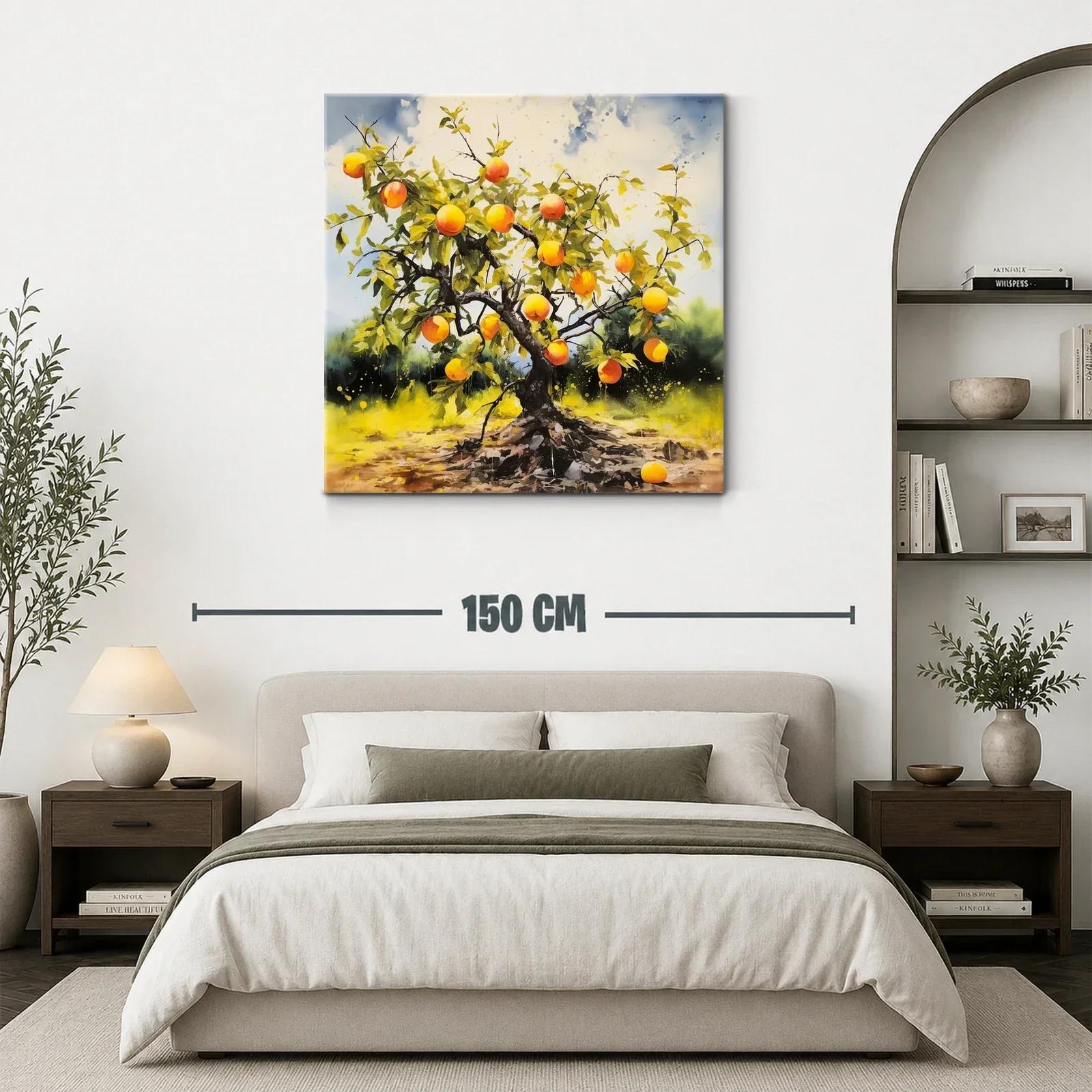 Árbol frutal con melocotones en vibrante paisaje natural — miniatura 3