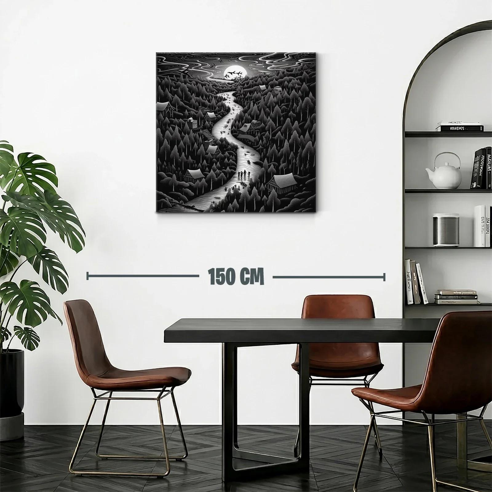 Paisaje nocturno con río y árboles bajo la luna llena — miniatura 2