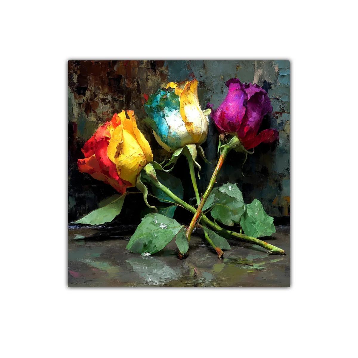 Rosas Multicolor Sobre Fondo Oscuro con Textura — miniatura 1