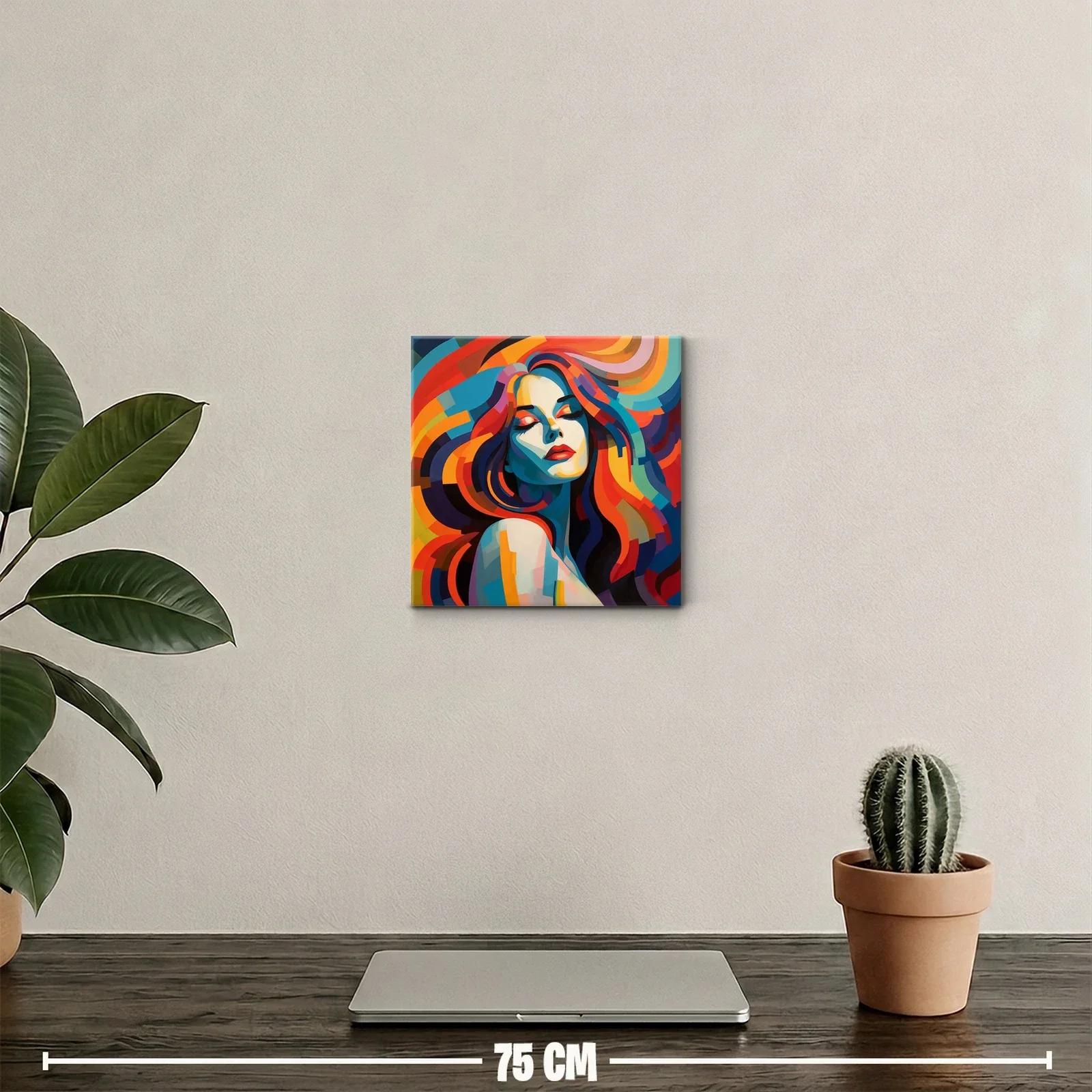 Retrato vibrante de mujer con cabello en llamas de colores — miniatura 2