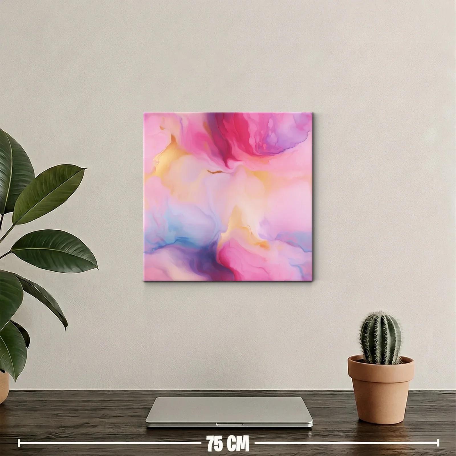 Cuadro abstracto con tonos rosas y dorados delicados — miniatura 2