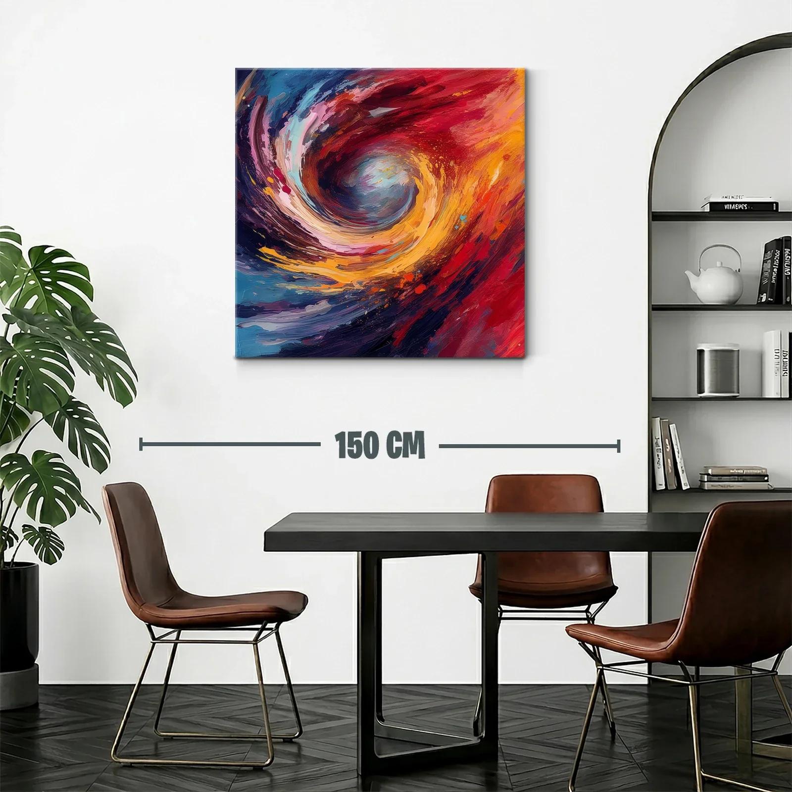 Cuadro abstracto remolino en vibrantes tonos cálidos y fríos — miniatura 2
