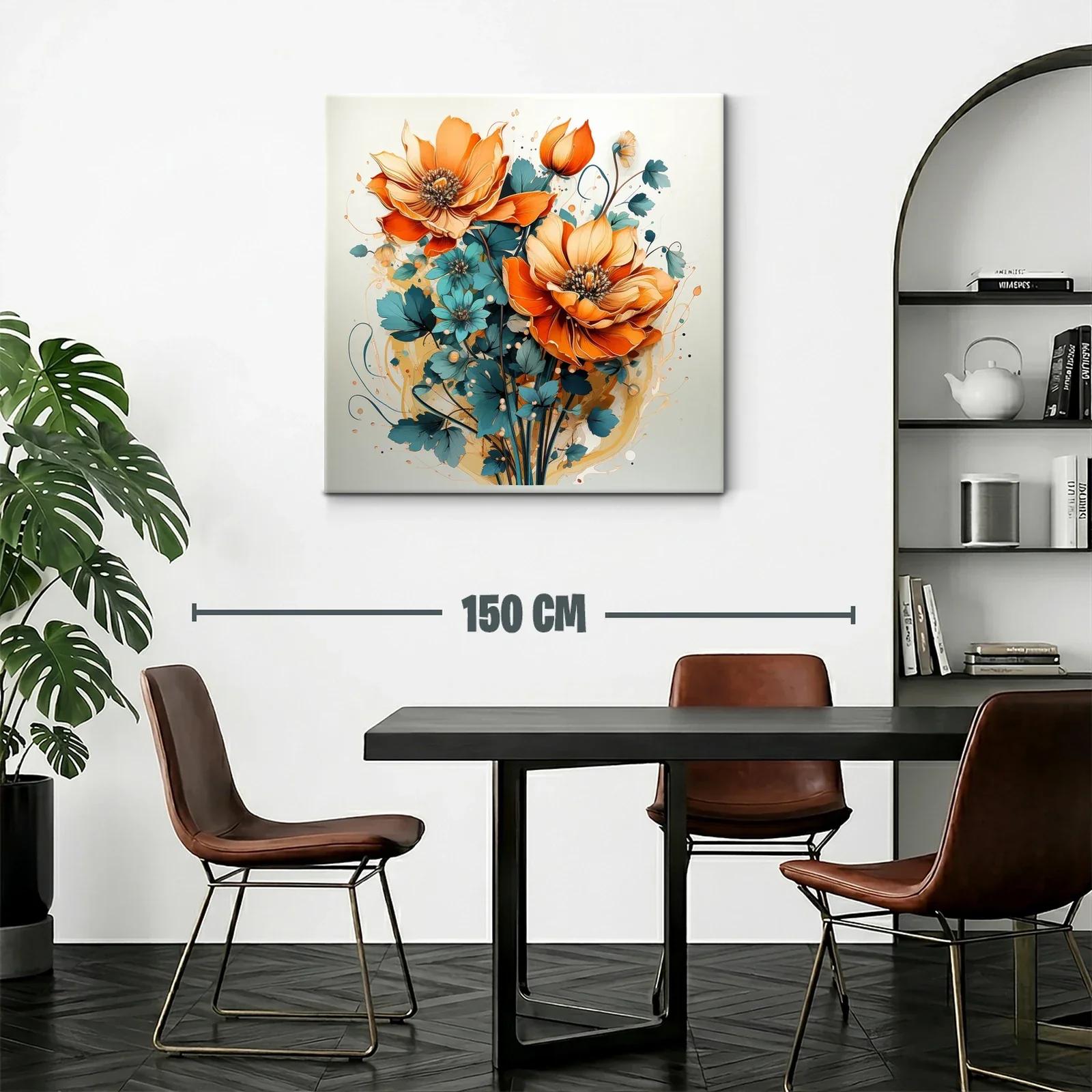 Exuberante ramo floral con vibrantes tonos naranja y azul — miniatura 2