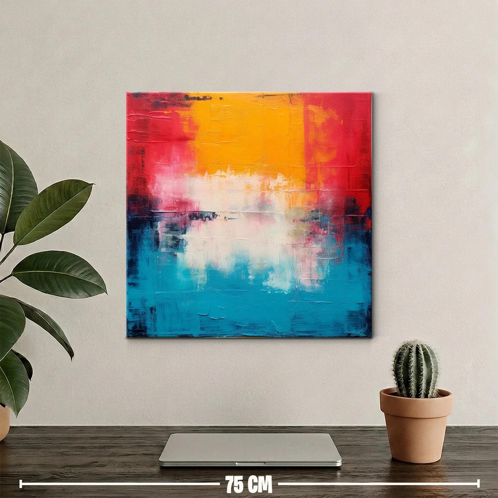 Cuadro abstracto en vibrantes tonos cálidos y fríos — miniatura 2