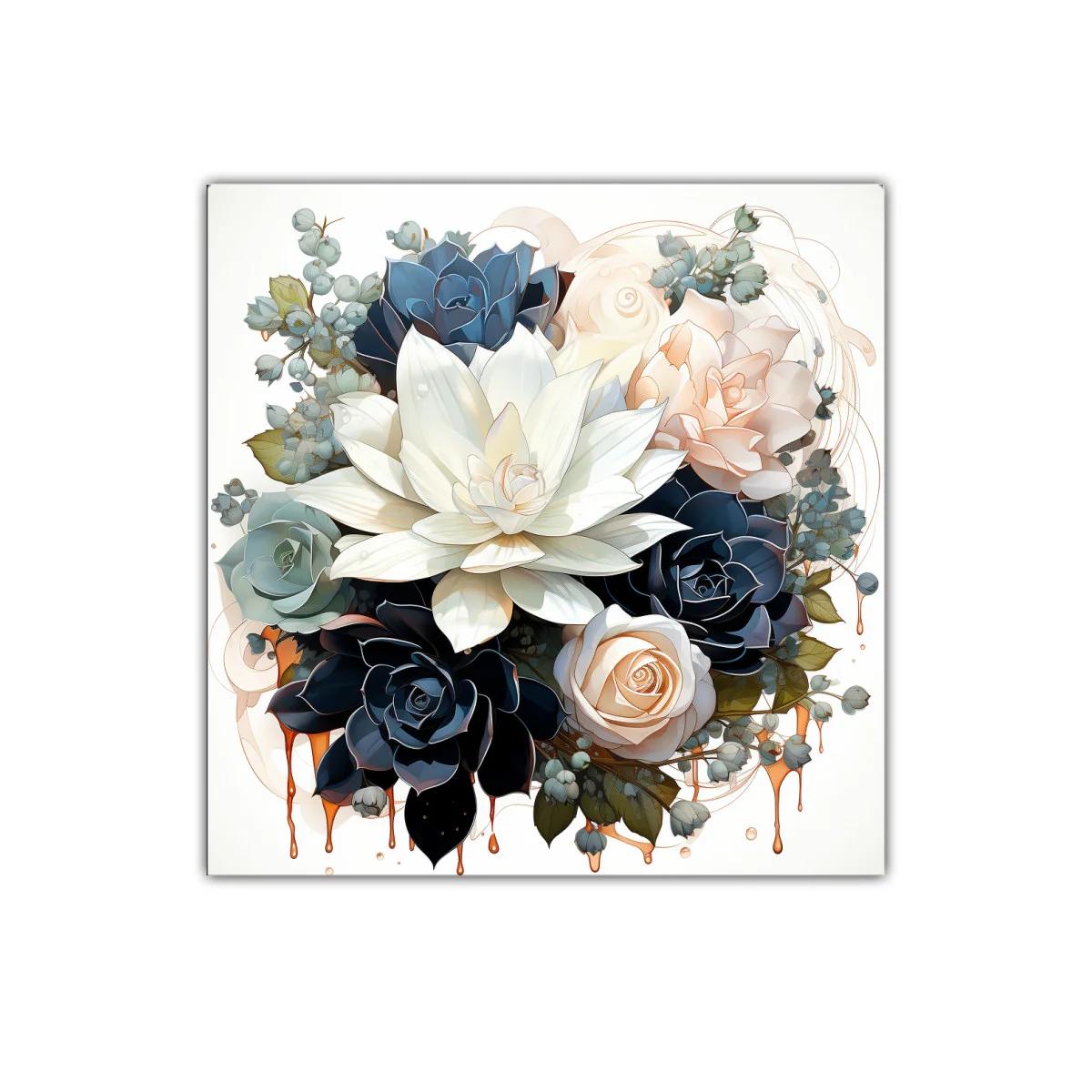 Elegante ramo de flores en tonos neutros y azules — imagen principal