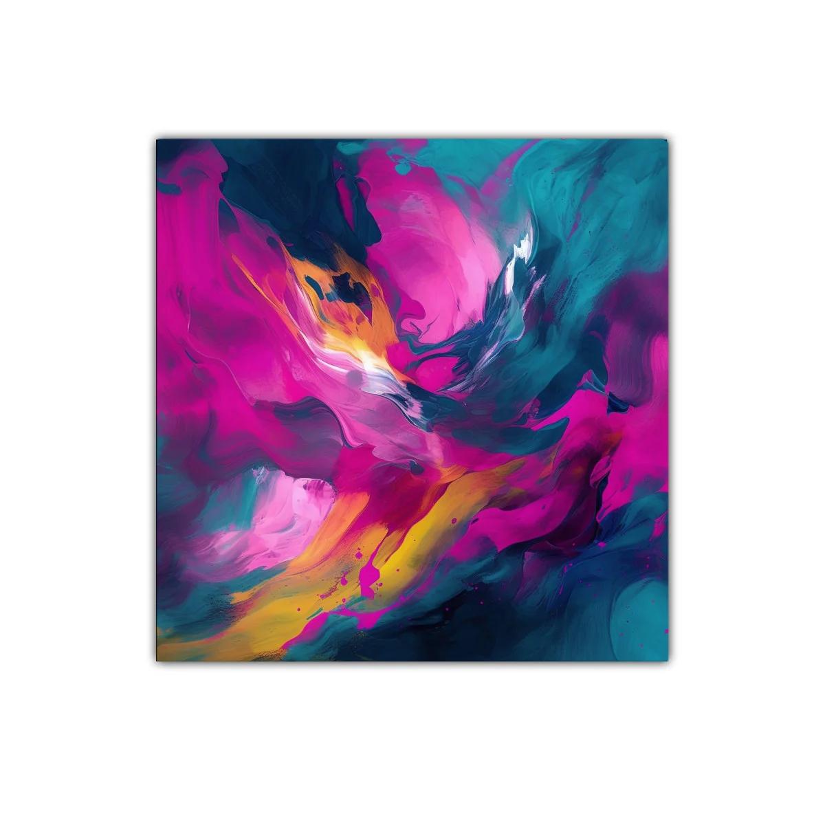 Explosión de color vibrante con tonos fucsia y azul intenso