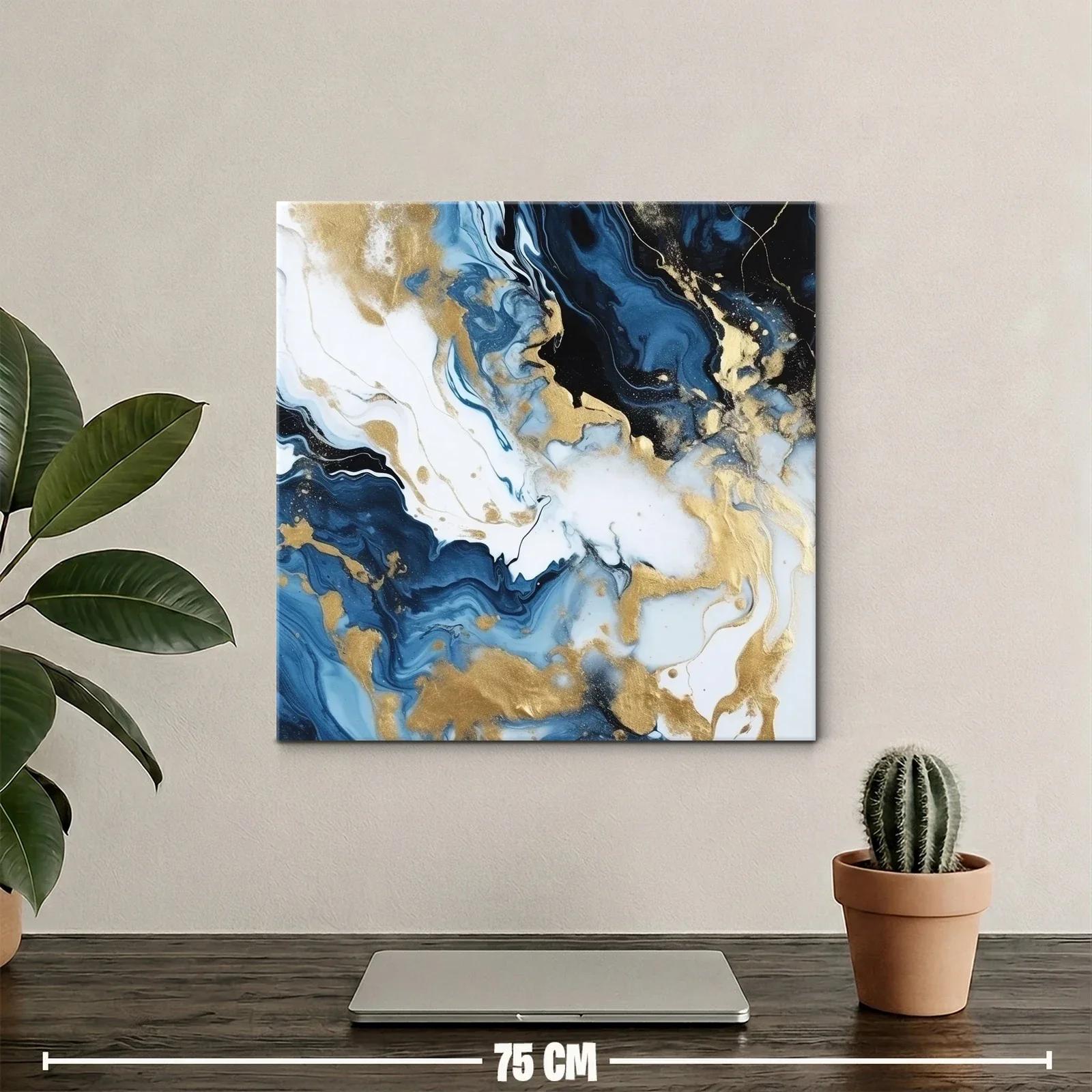 Arte abstracto en tonos azules con destellos dorados llamativos — miniatura 2