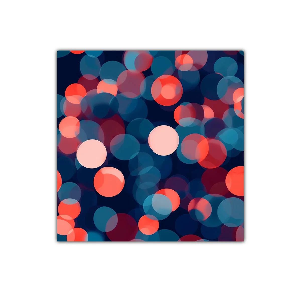 Cuadro abstracto con luces en tonos azul y coral