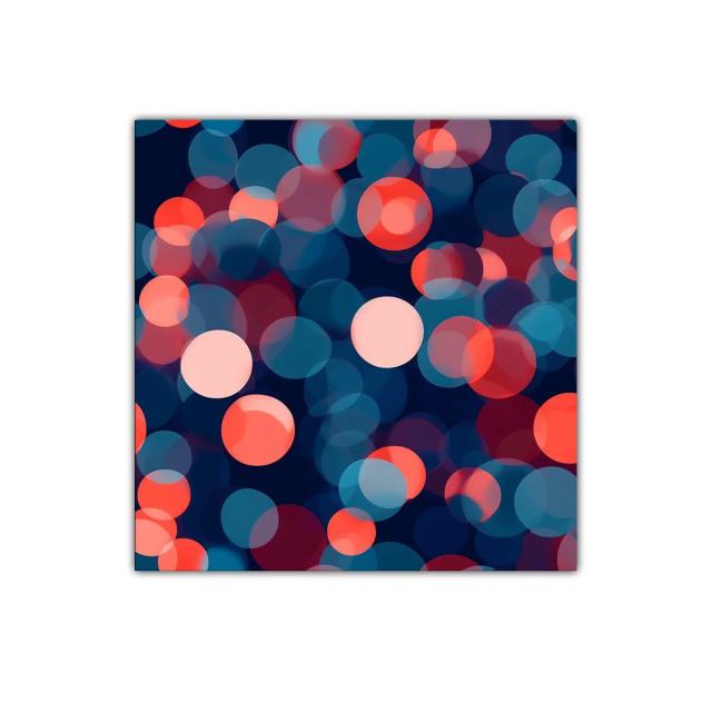 Cuadro abstracto con luces en tonos azul y coral
