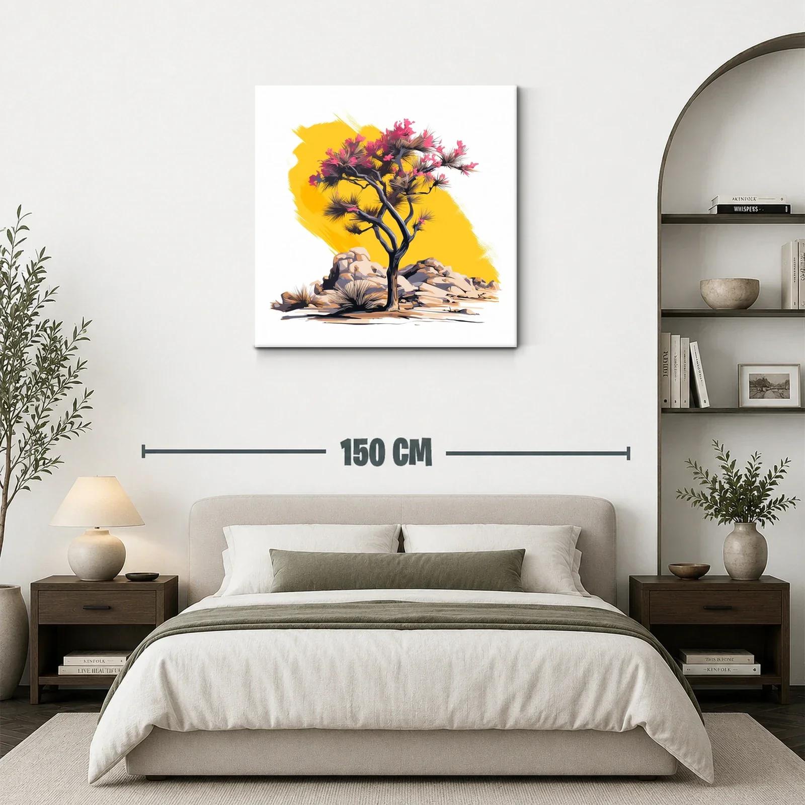 Árbol floreciente con fondo amarillo vibrante — miniatura 3