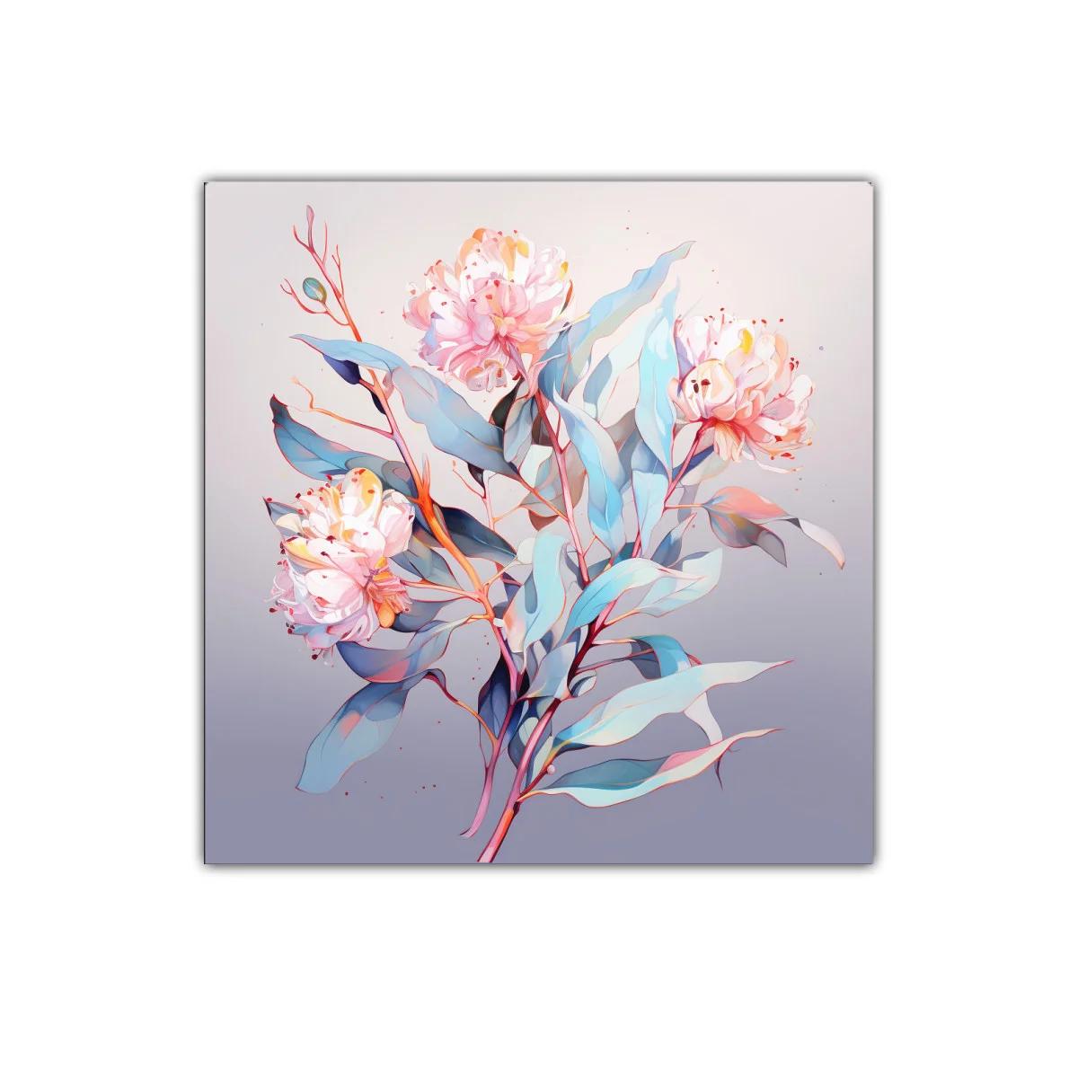 Cuadro decorativo con delicadas flores modernas en tonos pastel — imagen principal