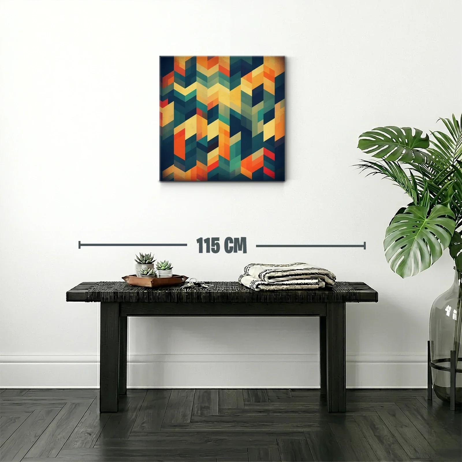 Diseño geométrico con tonos cálidos y frescos para pared — miniatura 2