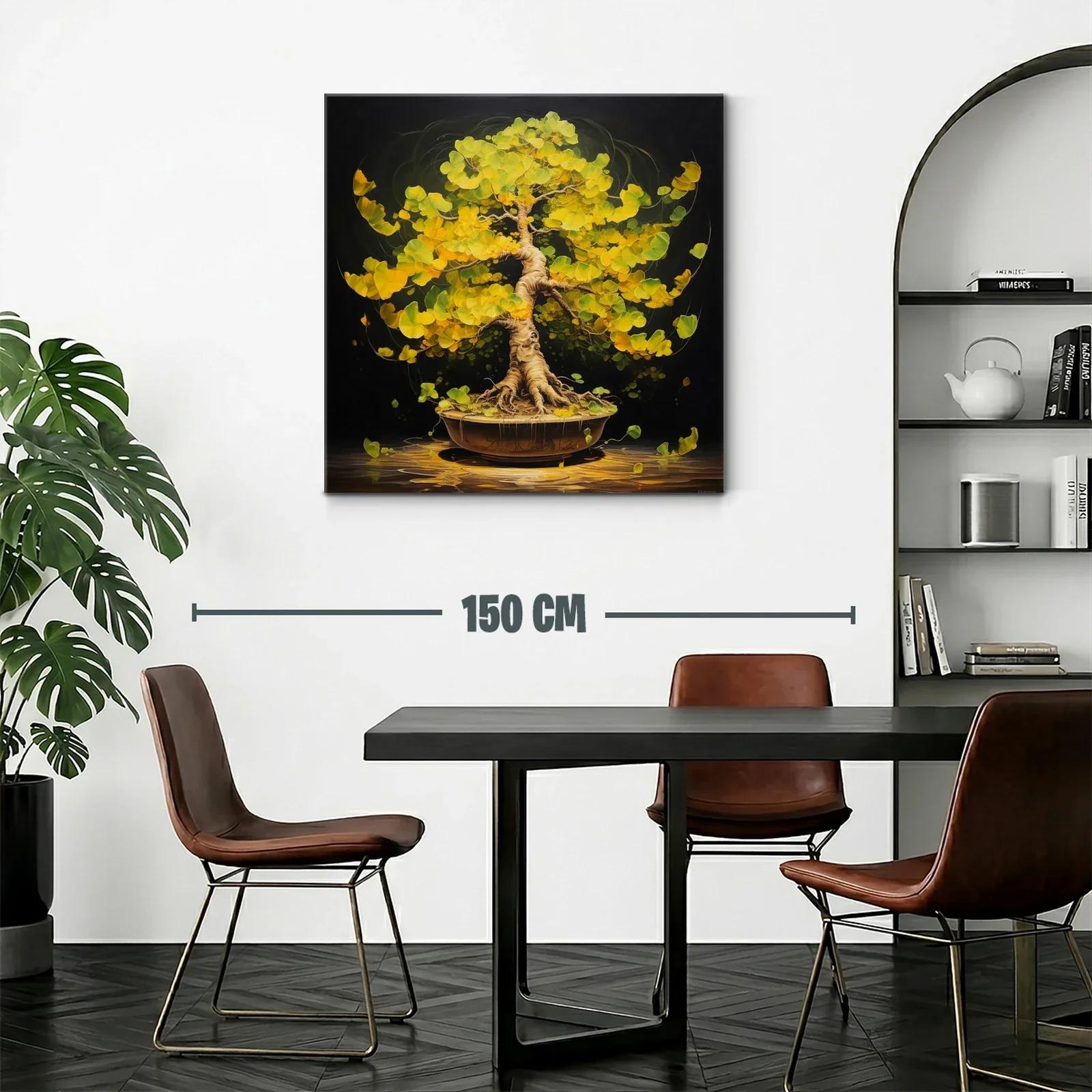 Armonía natural en árbol bonsái de hojas amarillas vibrantes — miniatura 2