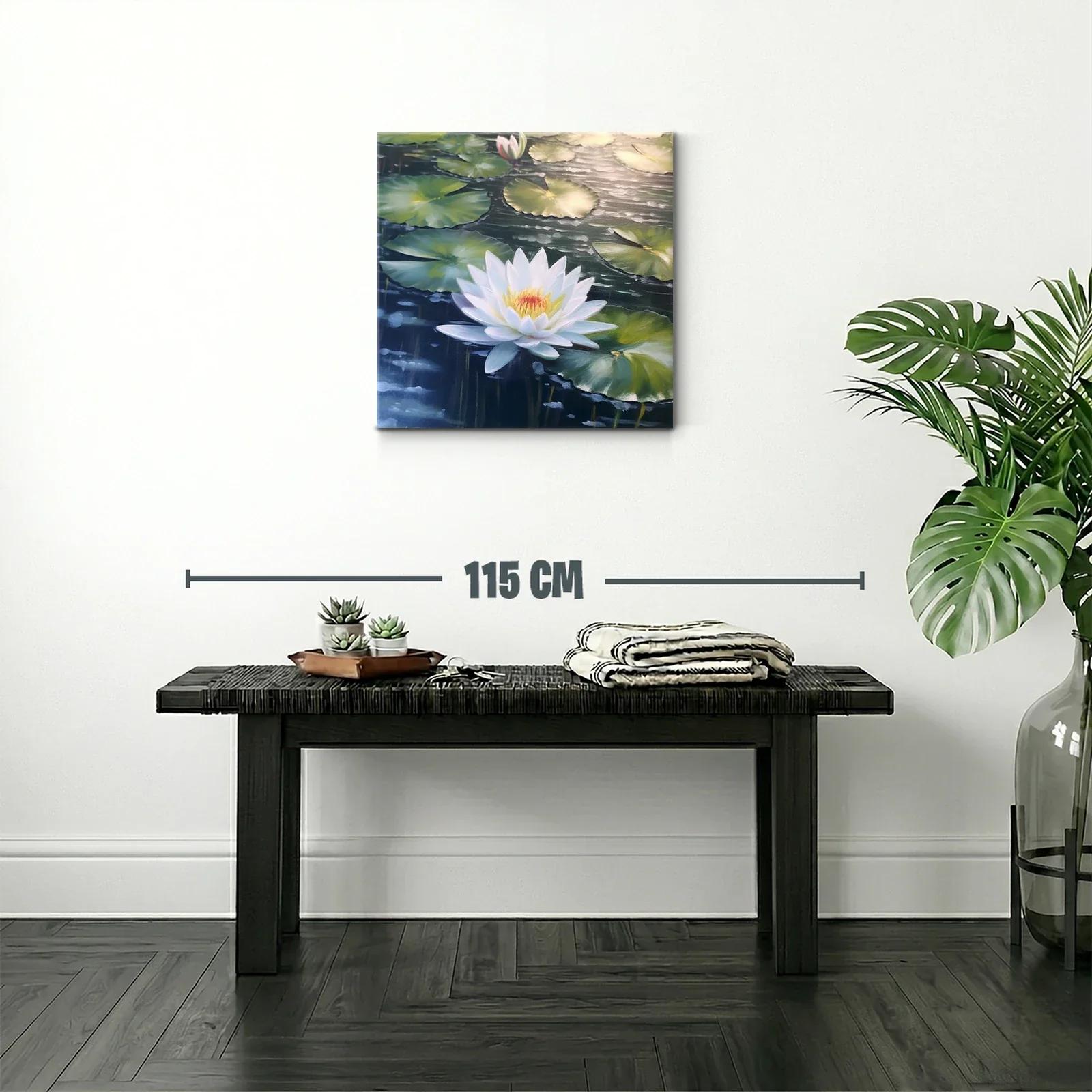 Flor de loto blanca en estanque sereno y natural — miniatura 2