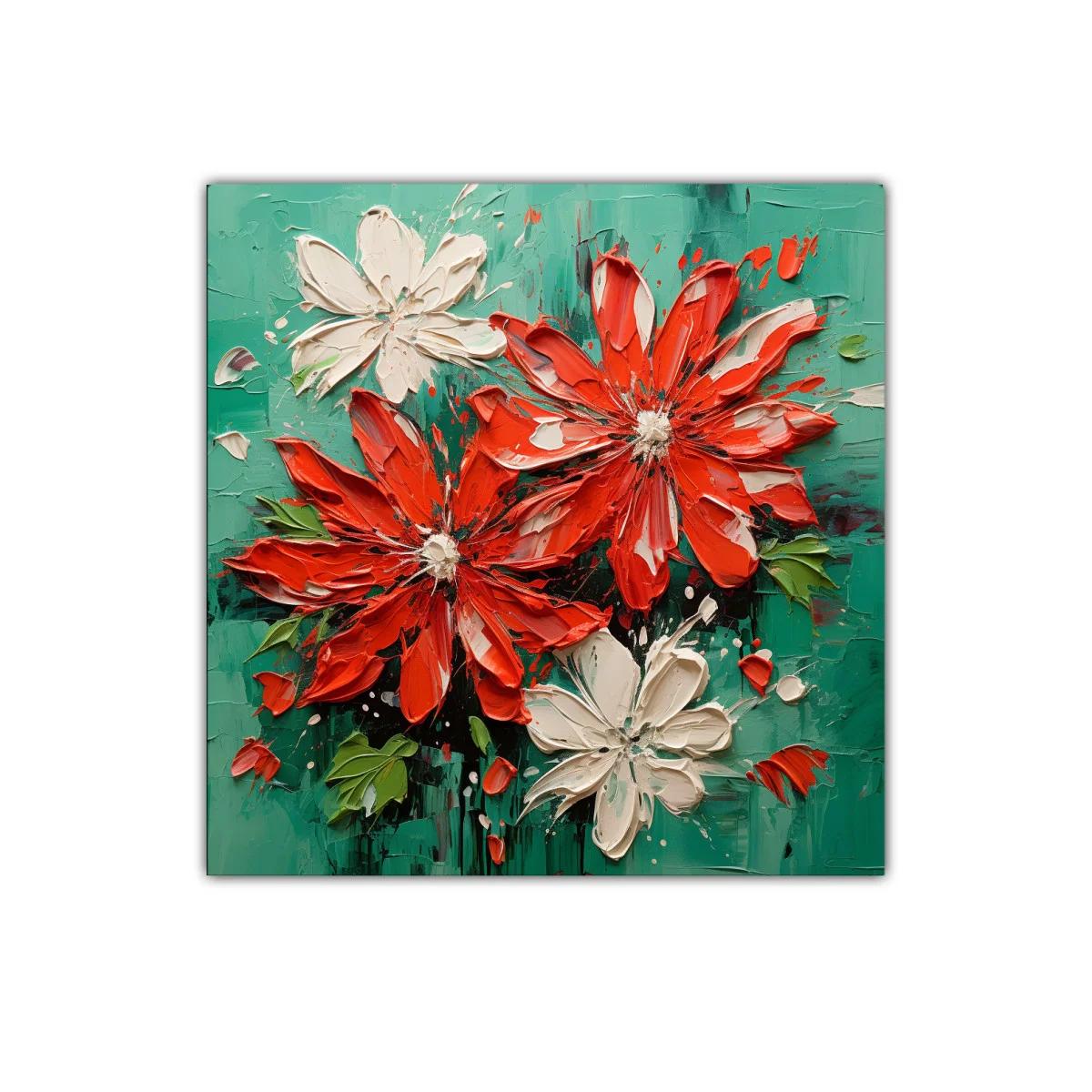 Flores vibrantes en tonos rojos y verdes para decorar — imagen principal